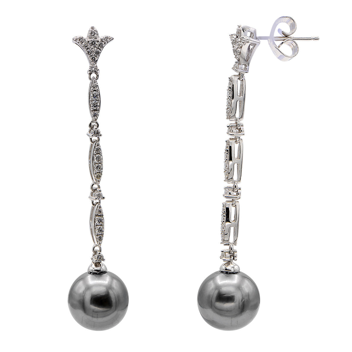 18KW Tahitian Pearl Earrings, 10-11mm