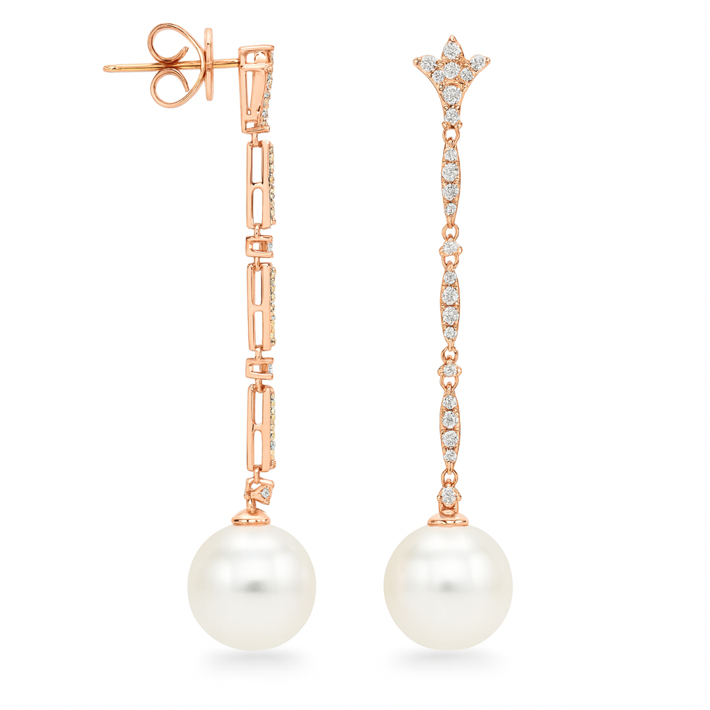 E012538R-WF - 18KR-3.7G Earring  40D-0.42ct W,FW 9.50--10mm