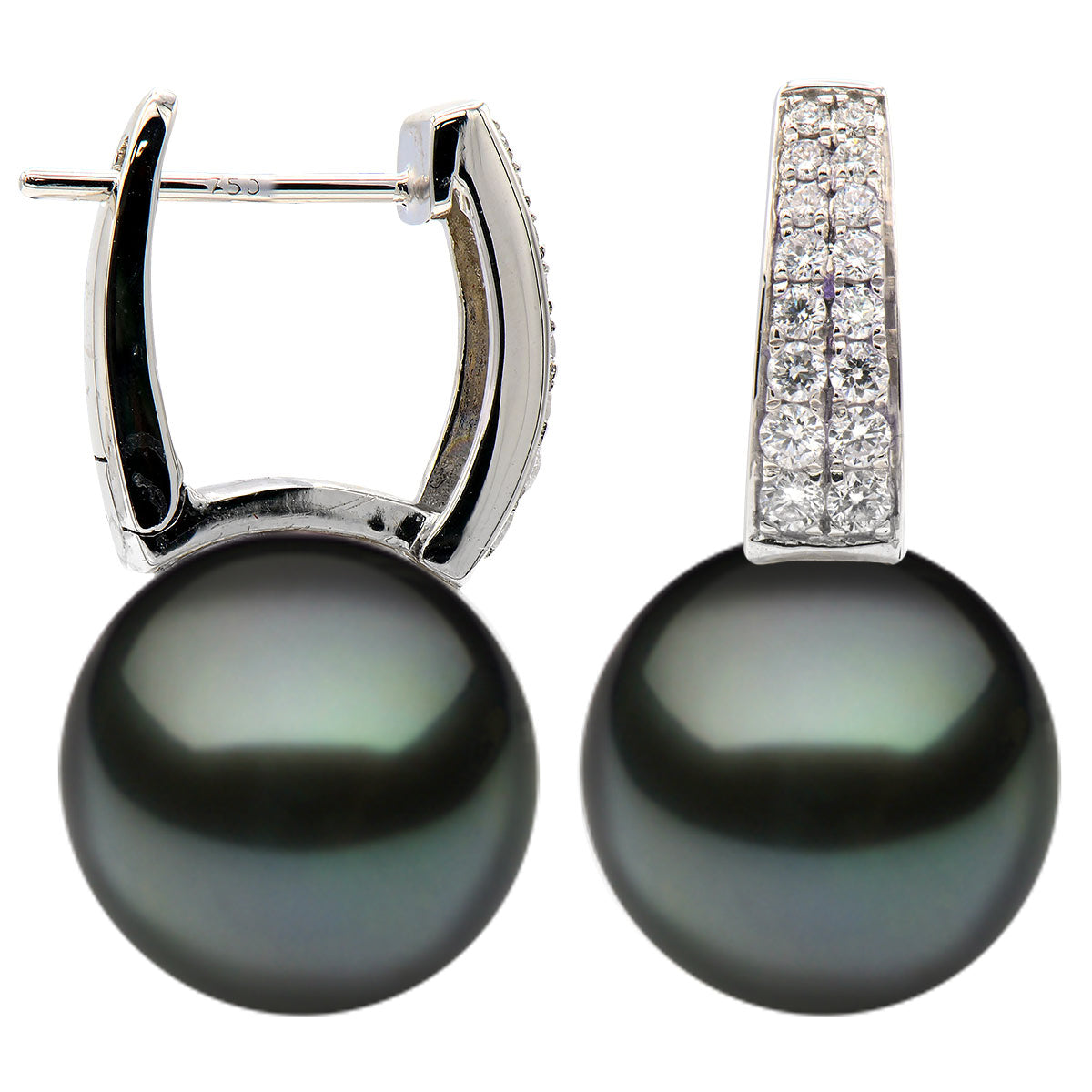 E012558-T - 18KW/3.7G Tahitian Earring 32RD-0.40CT 13-14mm