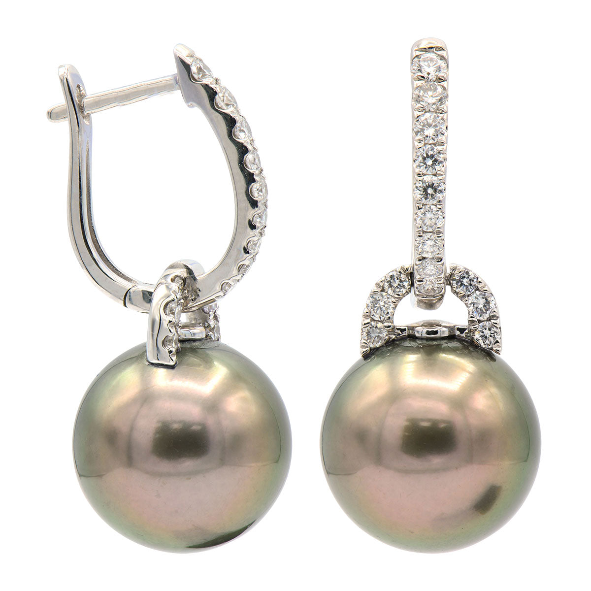 Earrings 18KW/2.3G 30RD-0.41CT Tahitian 12-13mm