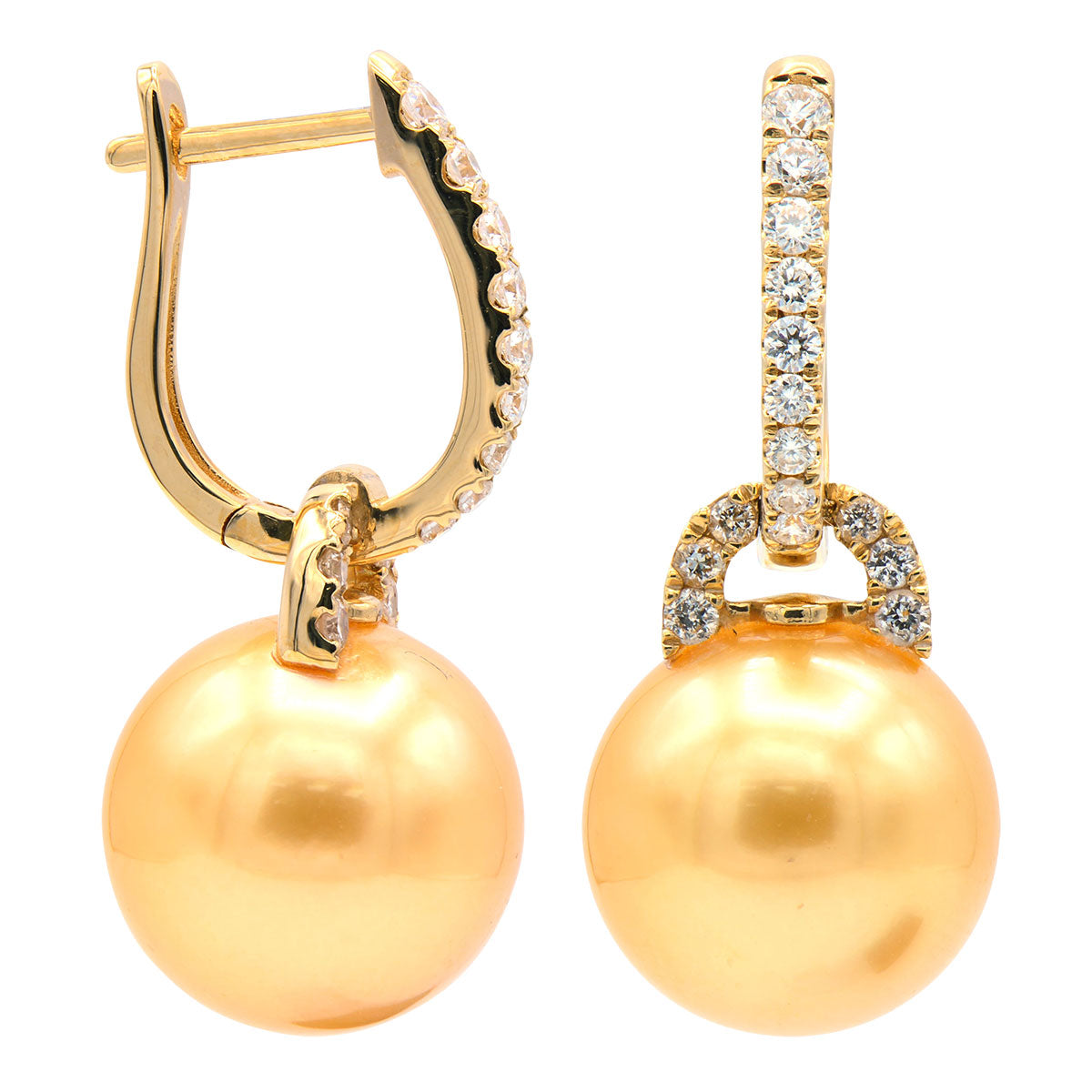 E012566Y-G - Earrings 18KY/2.3G 30RD-0.41CT Golden  12-13mm