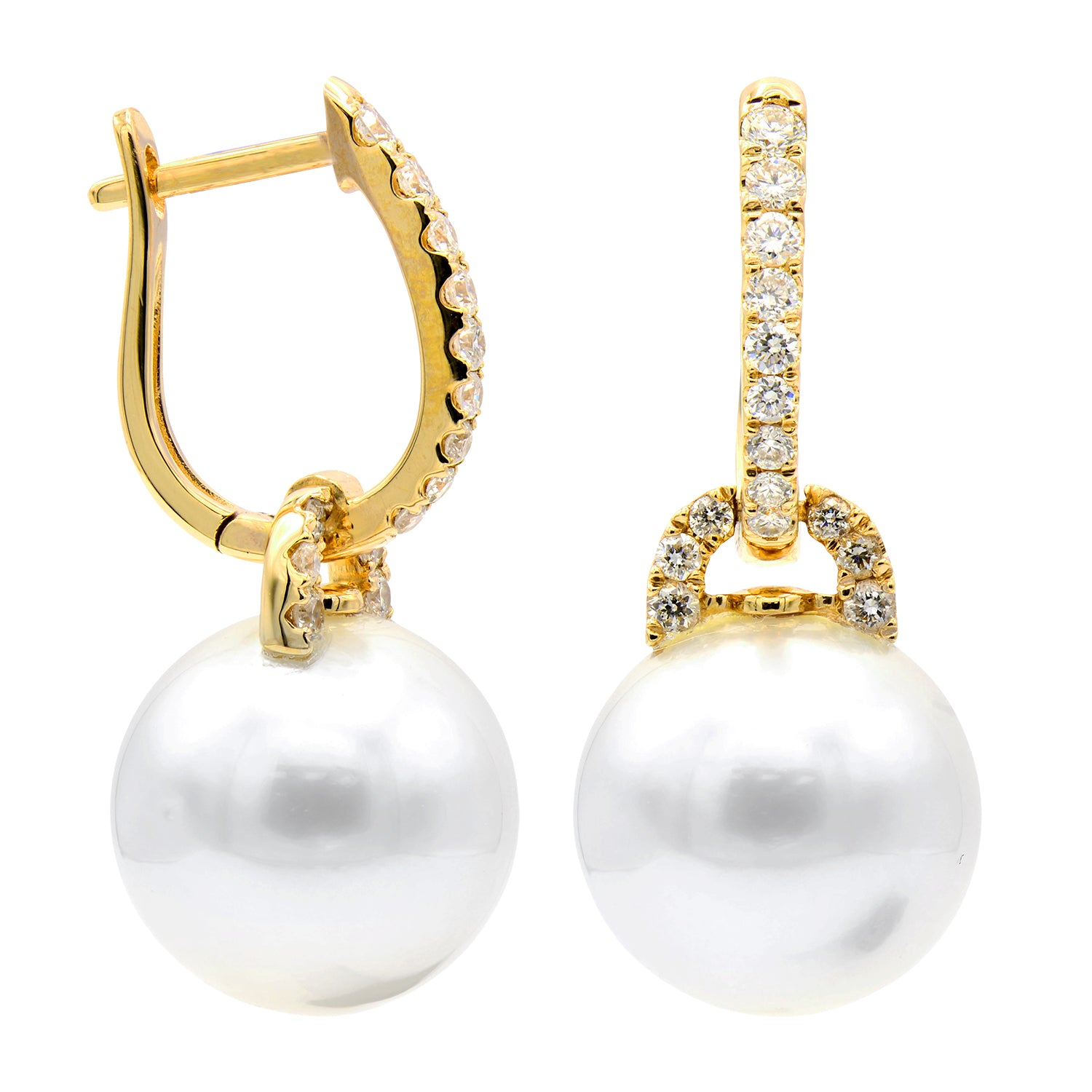 E012566Y - Earrings 18KY/2.3G 30RD-0.41CT S.Sea 12-13mm