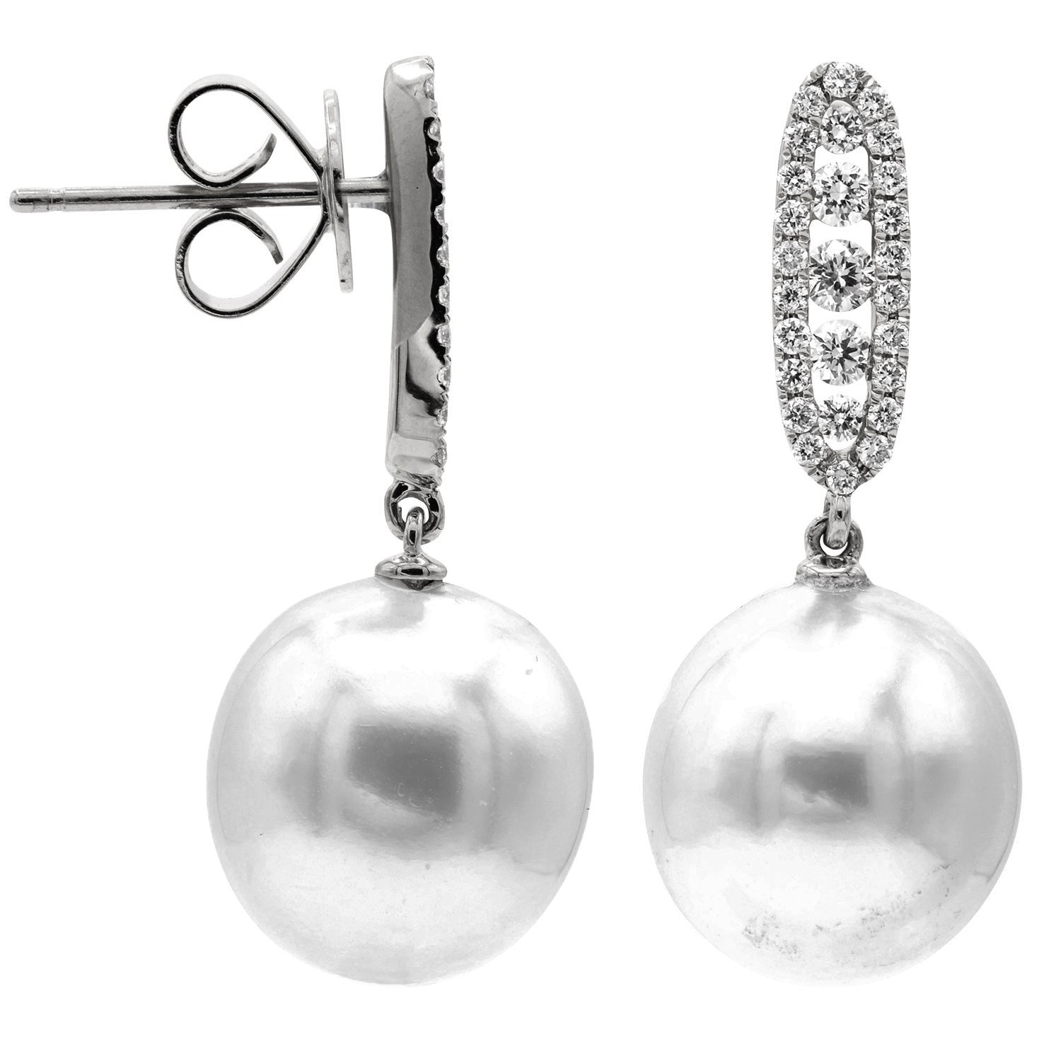 18KW/2.2G S.Sea Earring 54RD-0.50CT 11-12mm