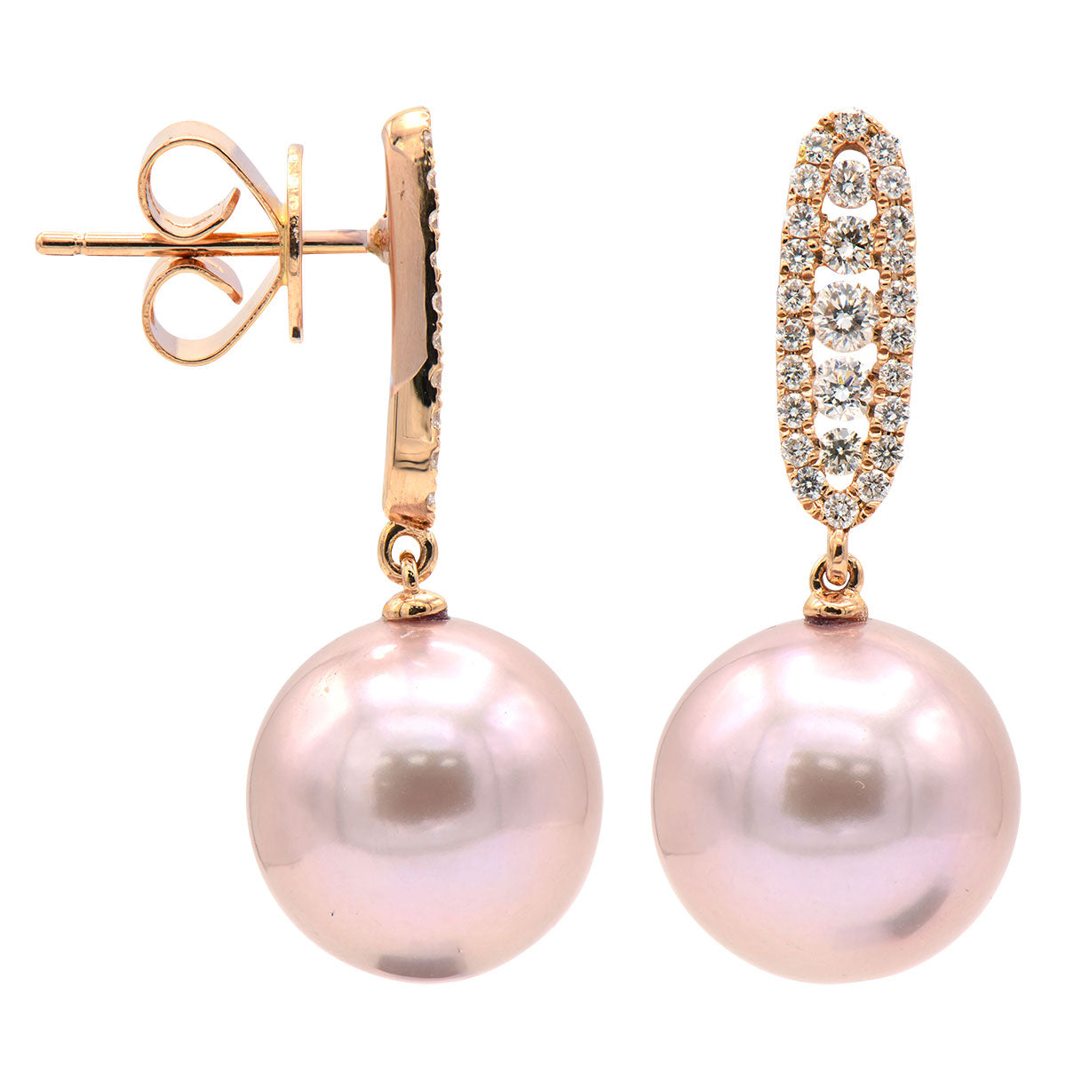 E012567R-F - 18KR/2.1G PFW Earring 54RD-0.45CT 11-12mm