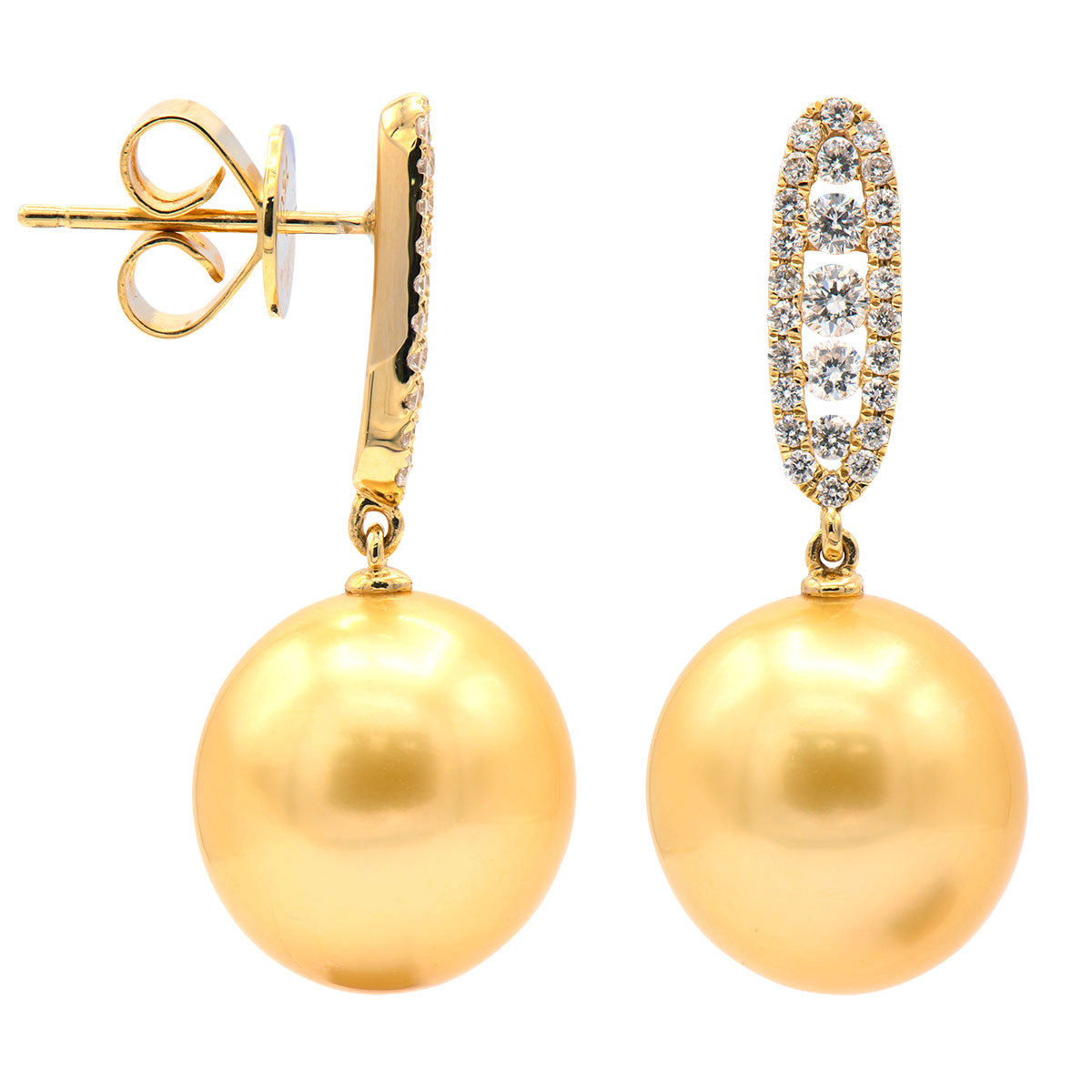 E012567Y-G - 18KY/2.1G Golden Earring 54RD-0.45CT 11-12mm