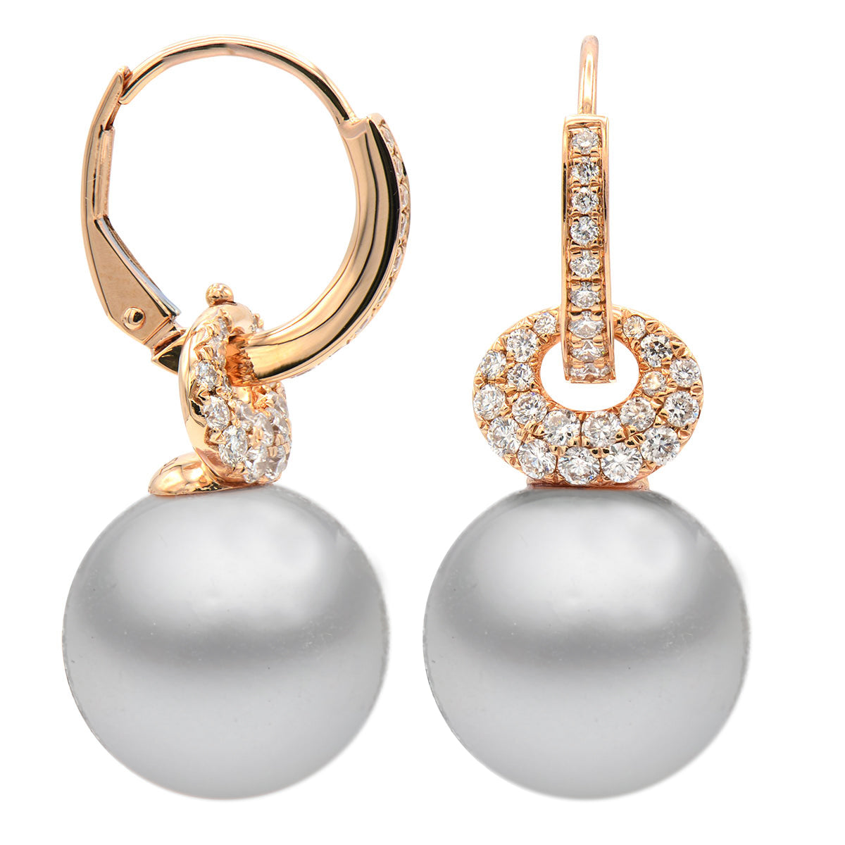 E012568R - 18KR/3.9G S.Sea Earring 56RD-0.57CT 12-13mm