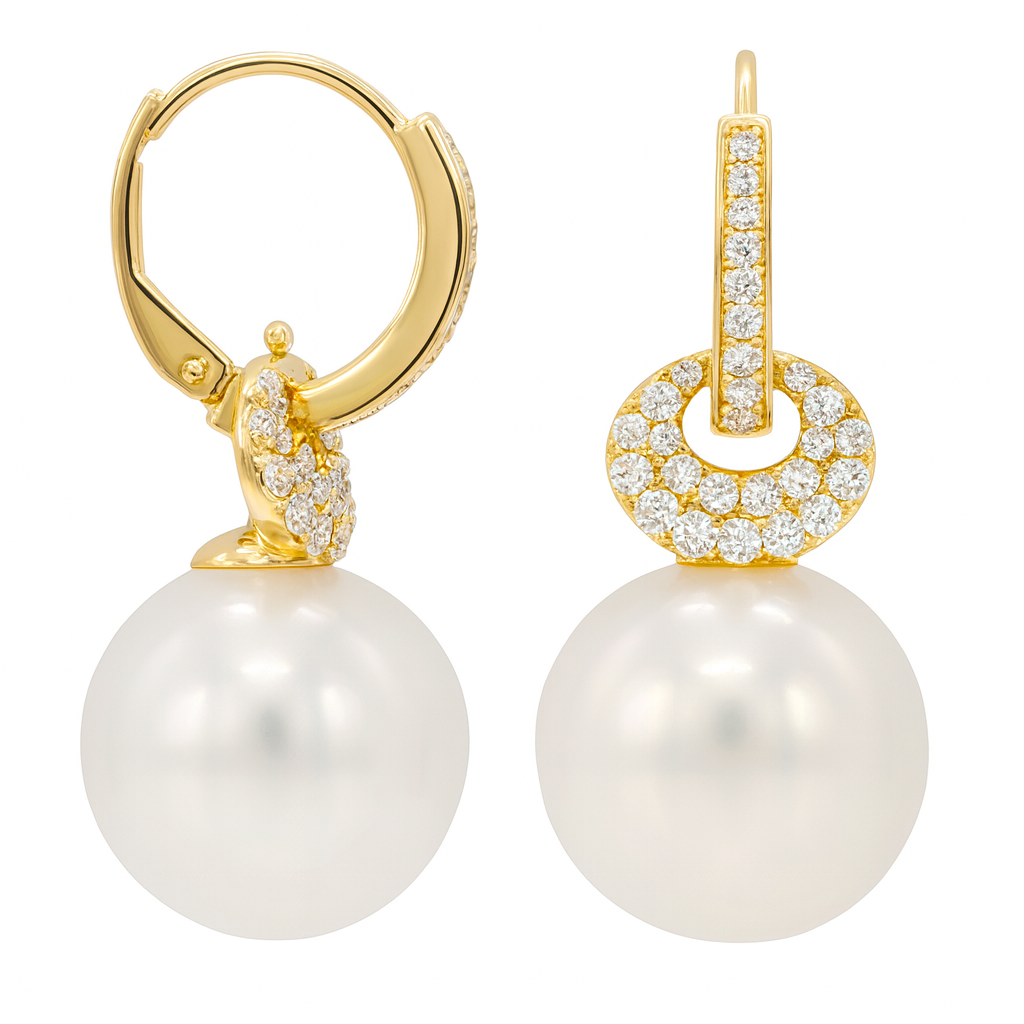 18K Yellow Gold Freshwater Pearl Earrings