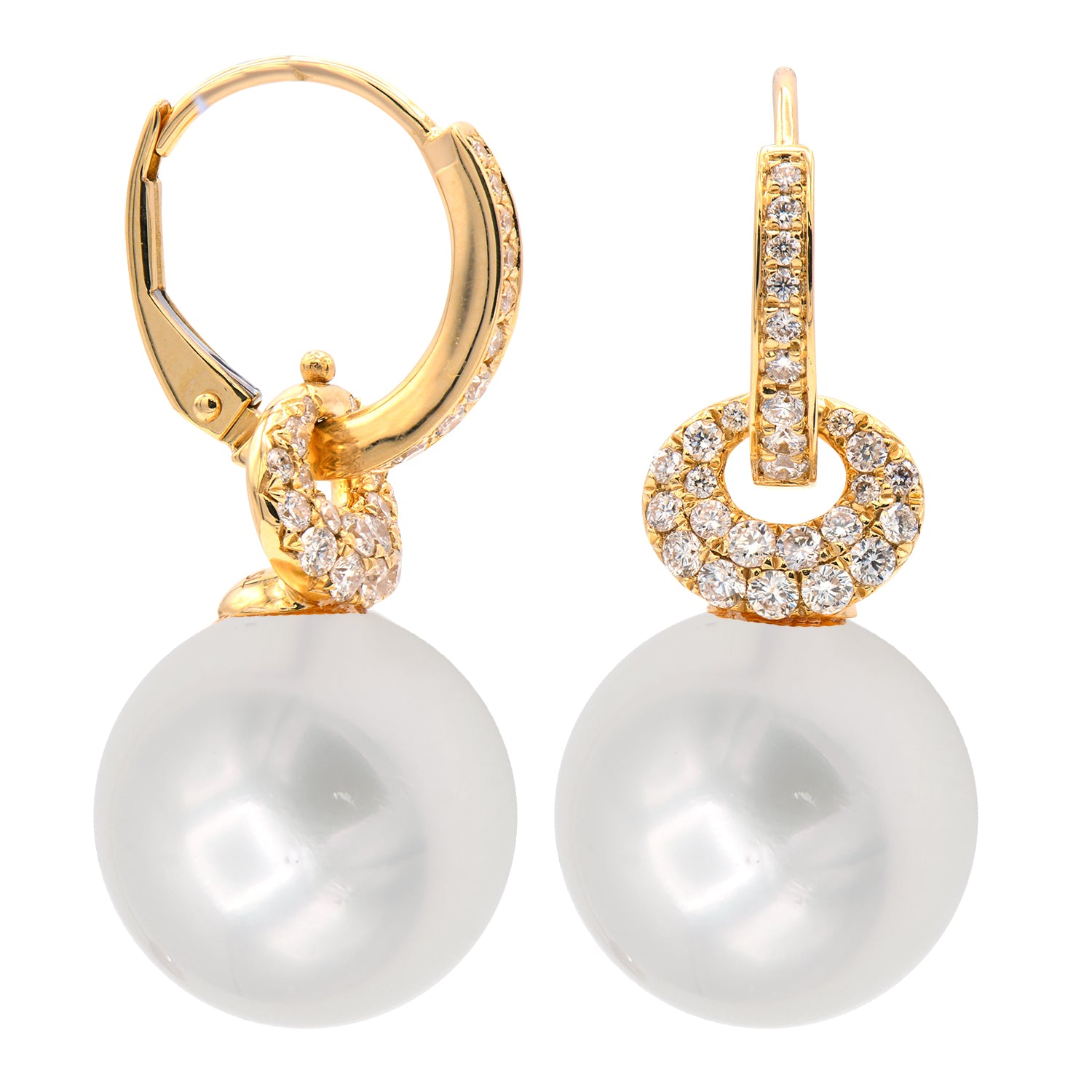 E012568Y - 18KY/3.9G S.Sea Earring 56RD-0.57CT 12-13mm