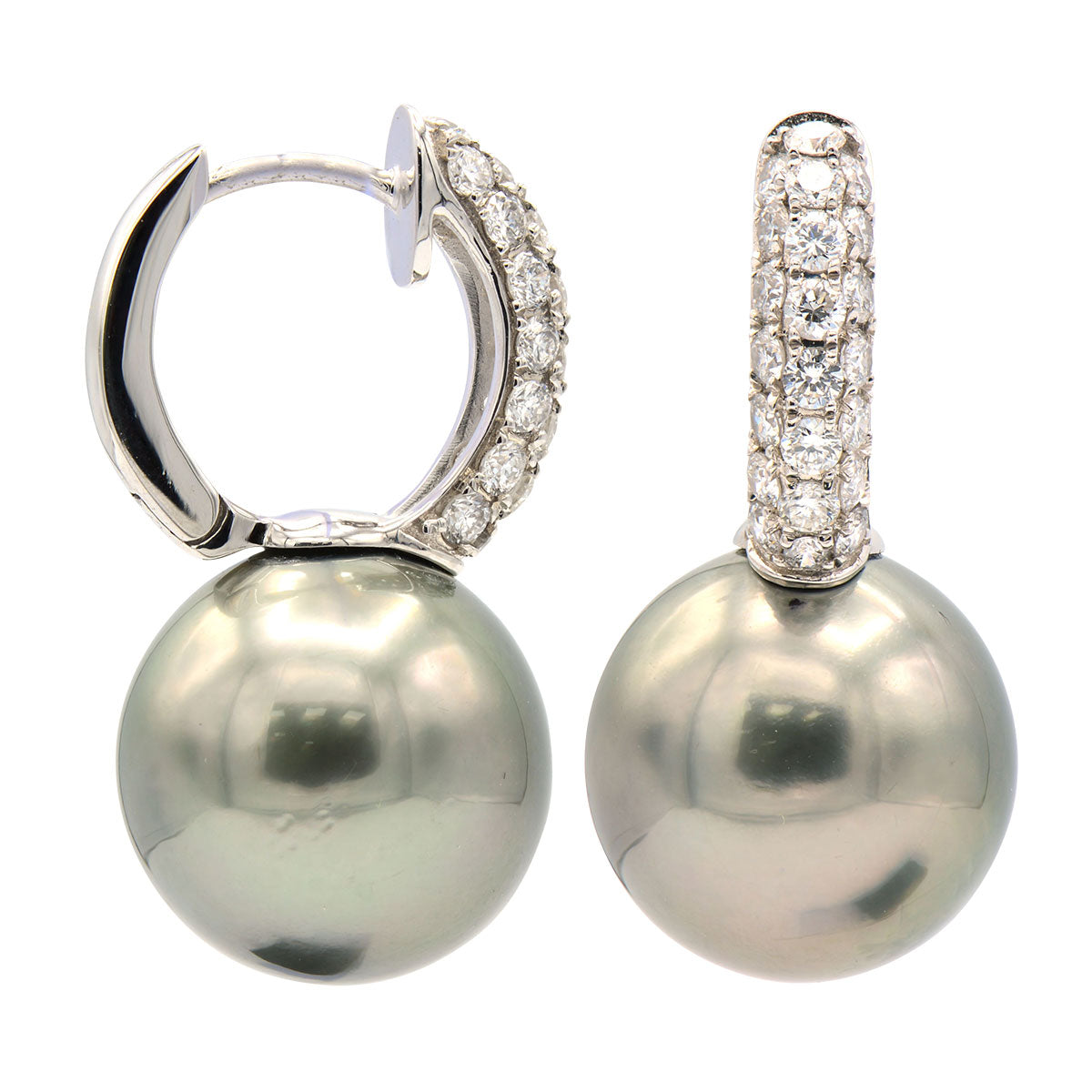 Earrings 18KW/2.6G 44RD-0.70CT Tahitian  12-13mm