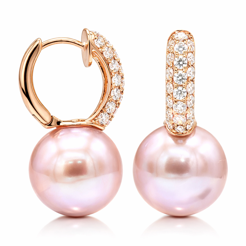 18K Rose Gold South Sea Pearl Earrings
