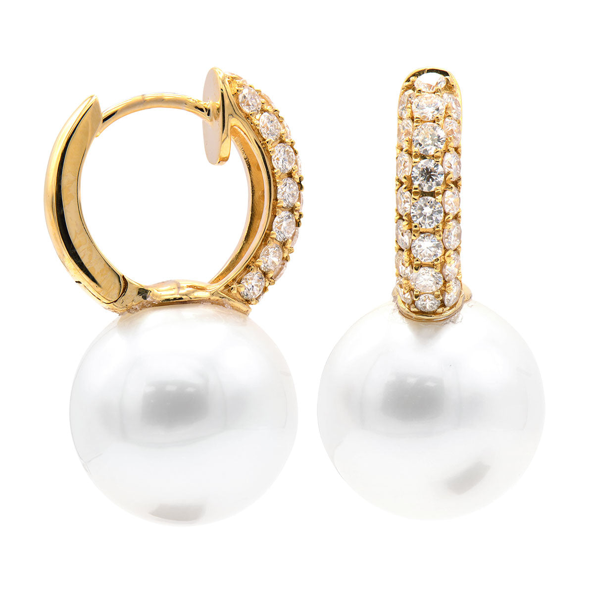 E012569Y - 18KY/2.6G S.Sea Earring 44RD-0.78CT 12-13mm
