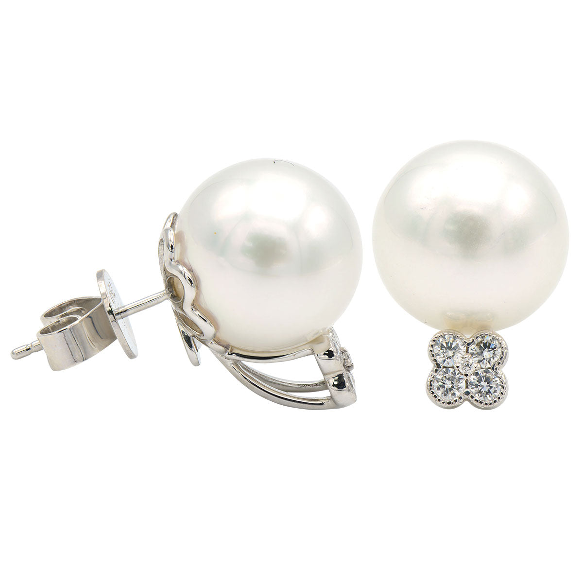 E012571 - 18KW/2.8G S.Sea Earring 10RD-0.30CT 12-13mm