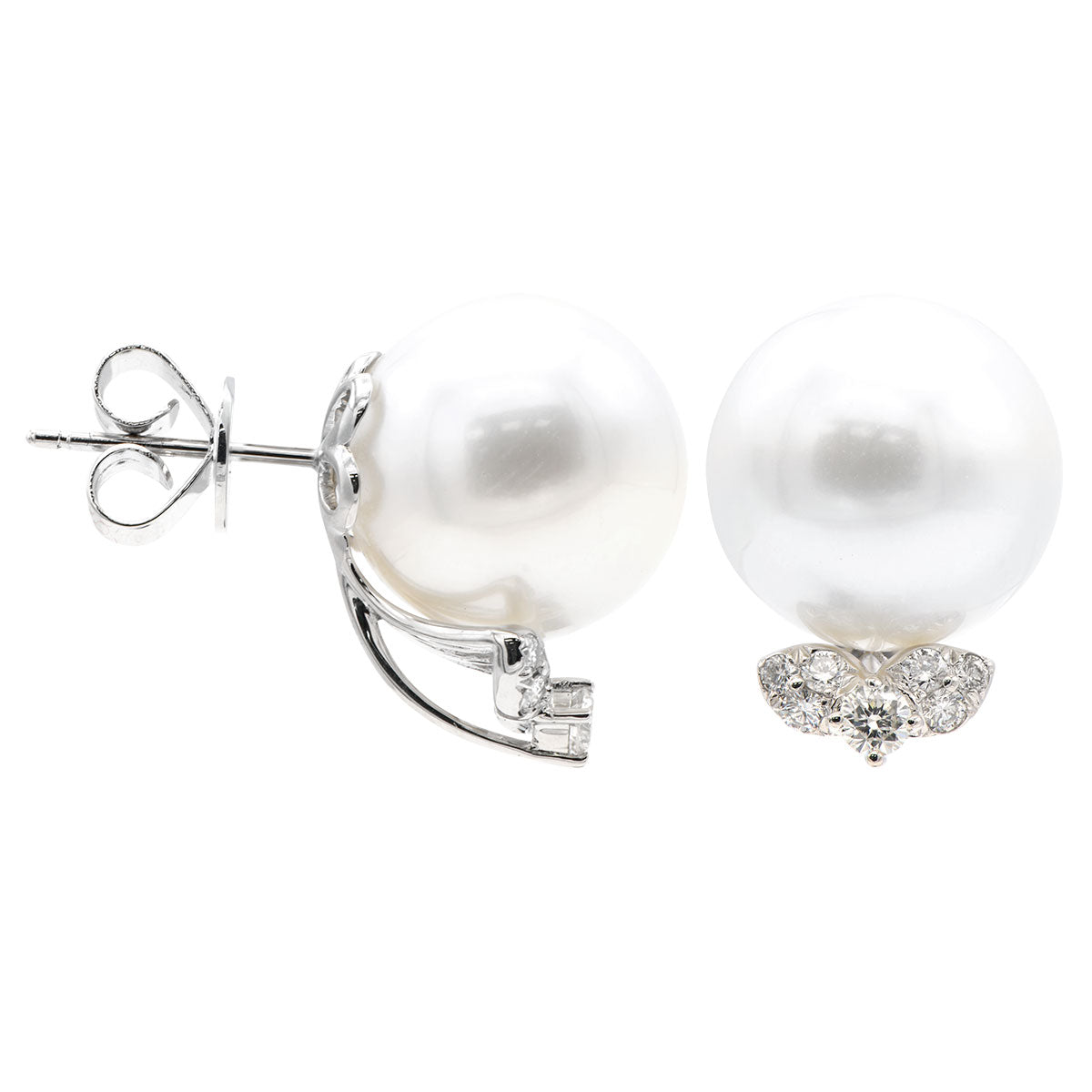 18KW/2.7G S.Sea Earring 2RD-0.12CT 12RD-0.18CT 12-13mm