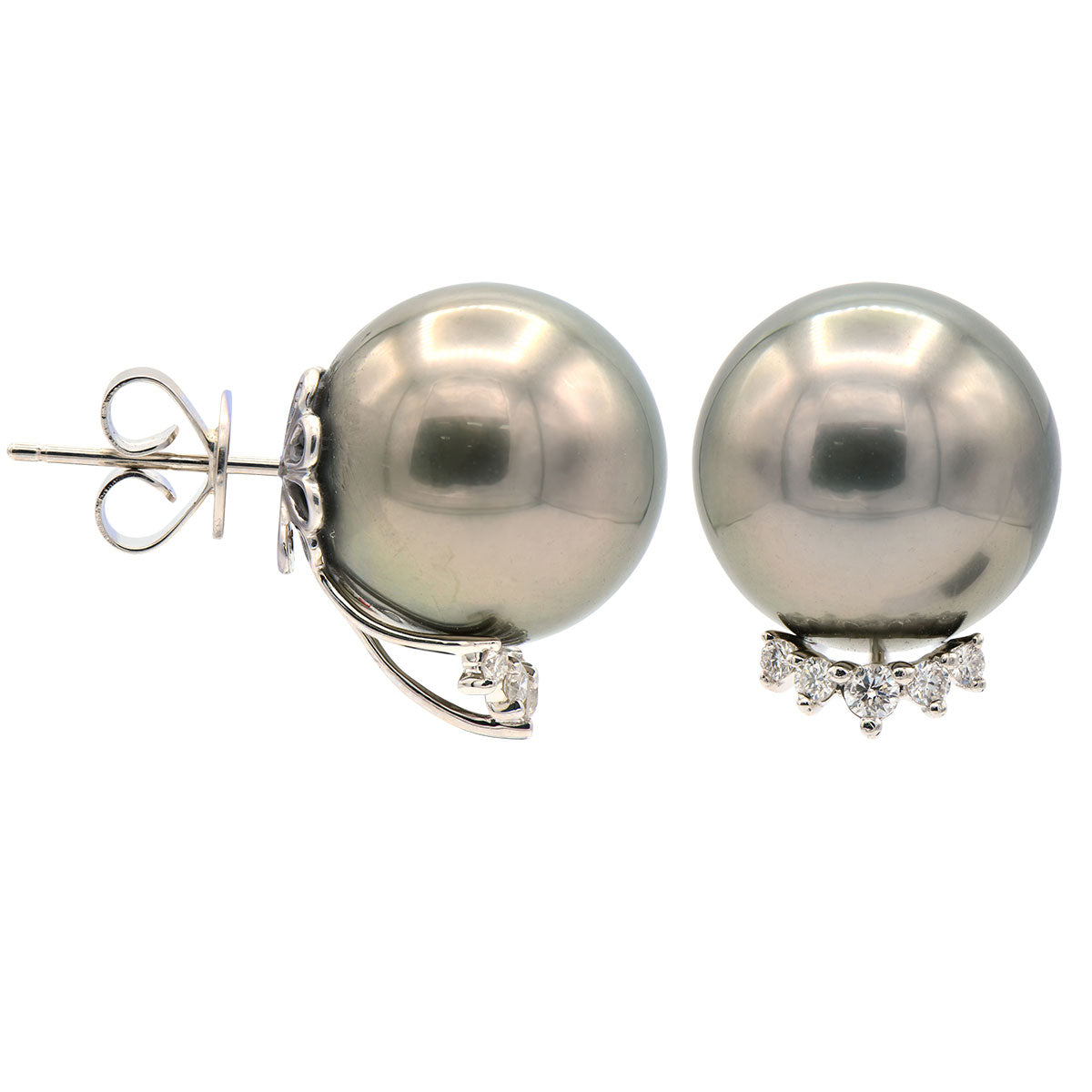 E012573-T - 18KW/2.4G Tahitian Earring 10RD-0.24CT 14-15mmB