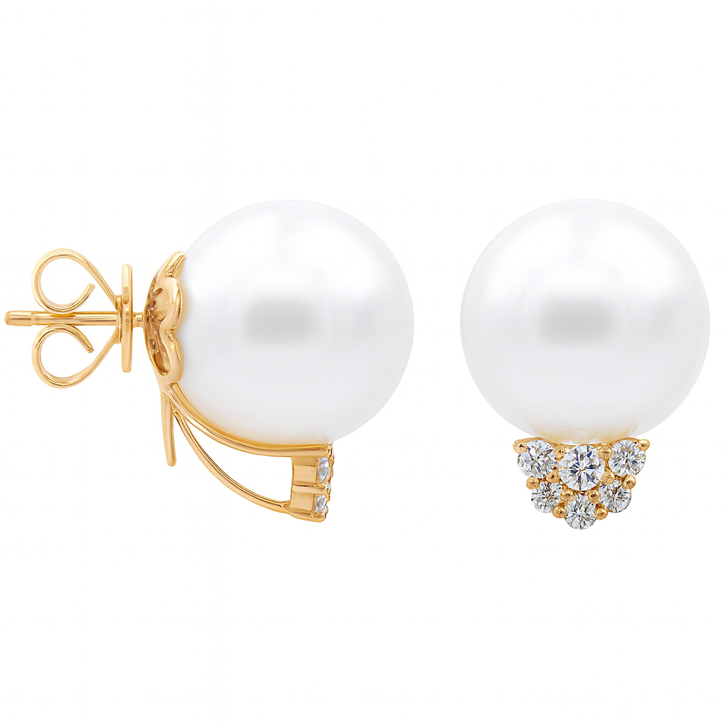 E012574R-WF - 18KR/2.9G Earring 2RD-0.12CT 10RD-0.23CT W.FW 12-13mm