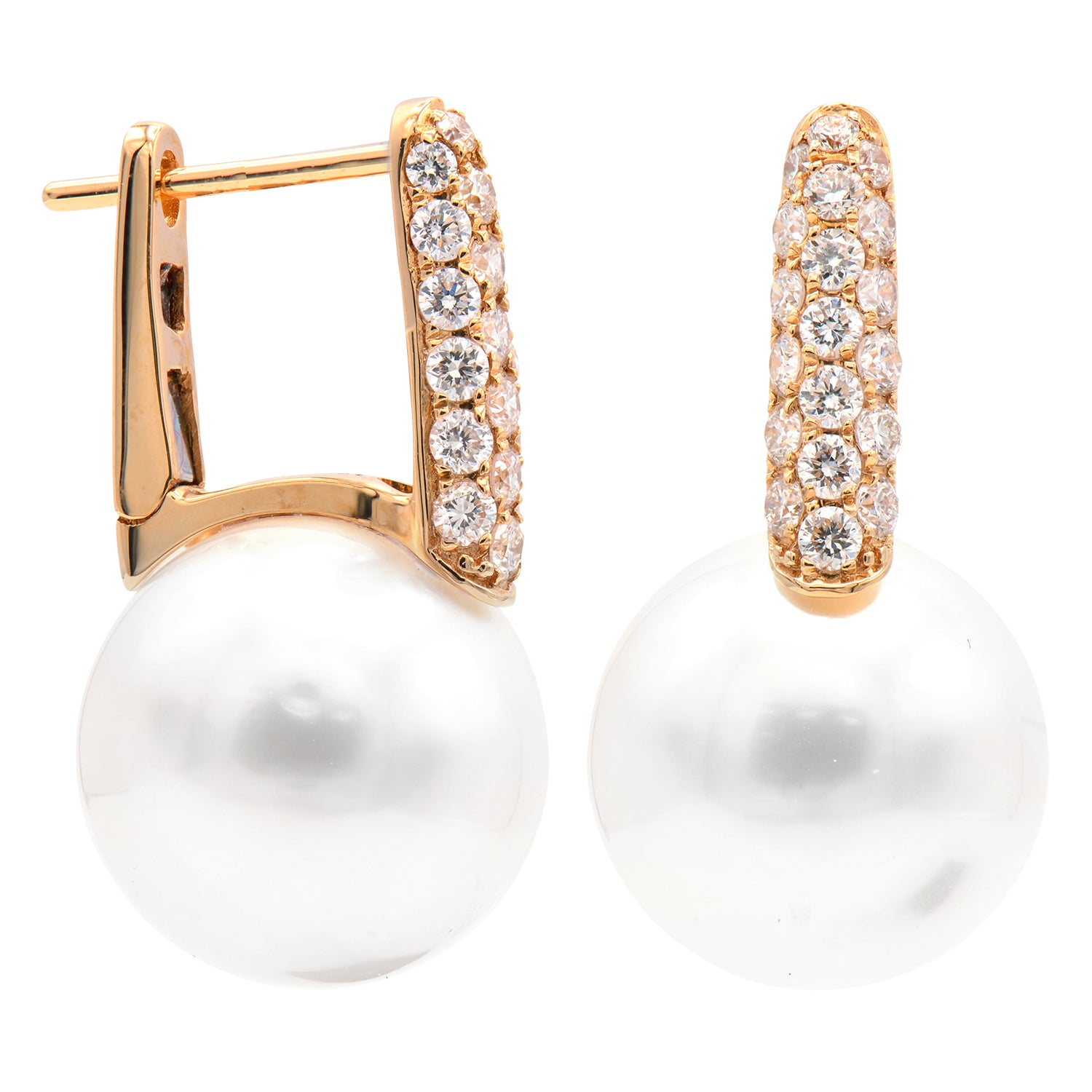 E012576R - Earrings 14KR/1.4G 24RD-0.08CT S.Sea  12-13mm
