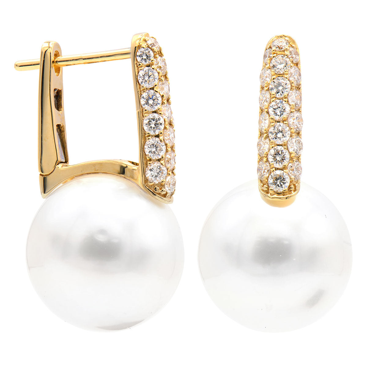 E012576Y-F - Earrings 18KY/2.1G 38RD-0.59CT W.W 12-13mm