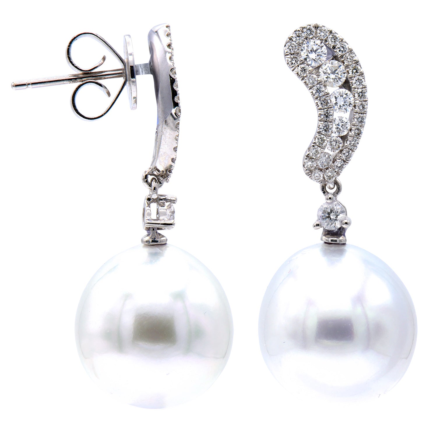 18KW/2.7G S.Sea Earring 8RD-0.31CT 62RD-0.29CT 12-13mm