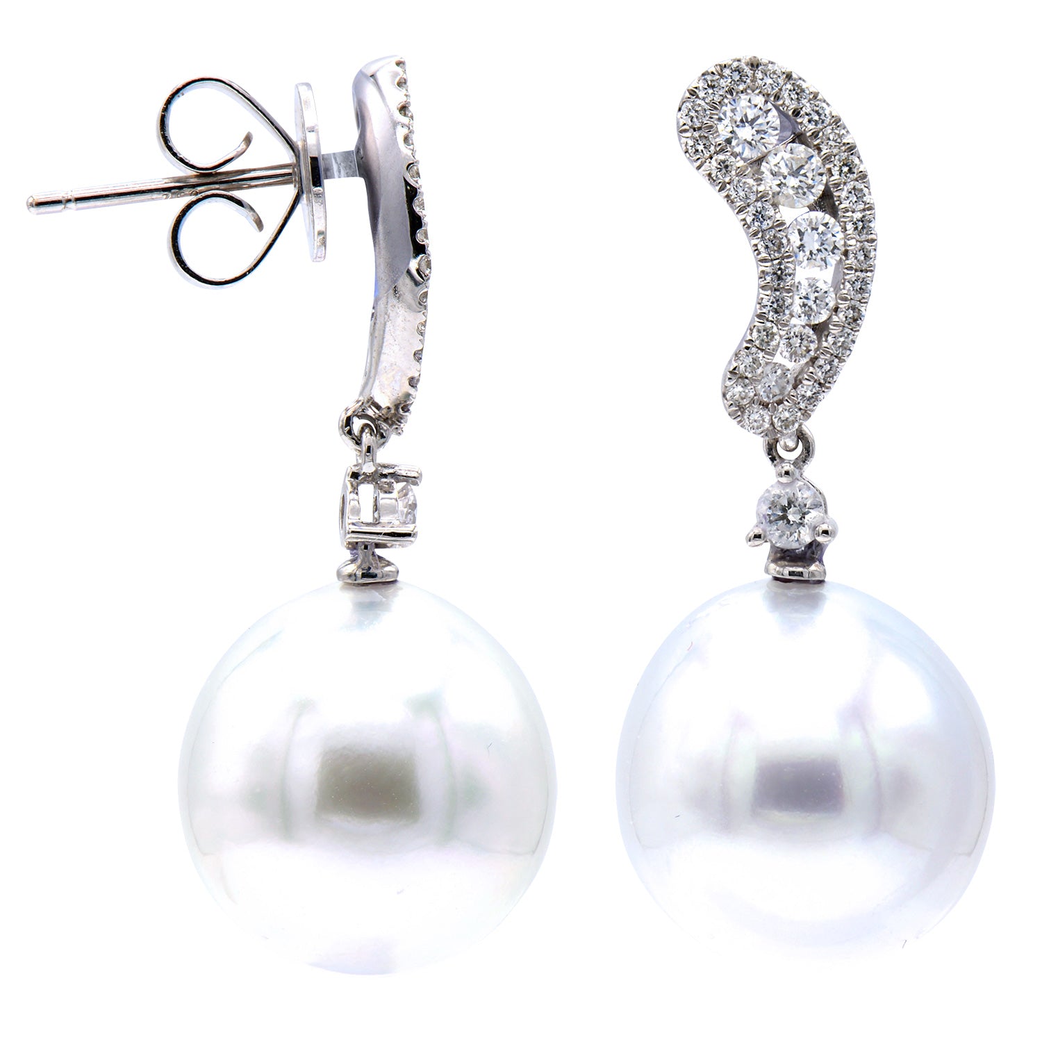 E012577 - 18KW/2.7G S.Sea Earring 8RD-0.31CT 62RD-0.29CT 12-13mm