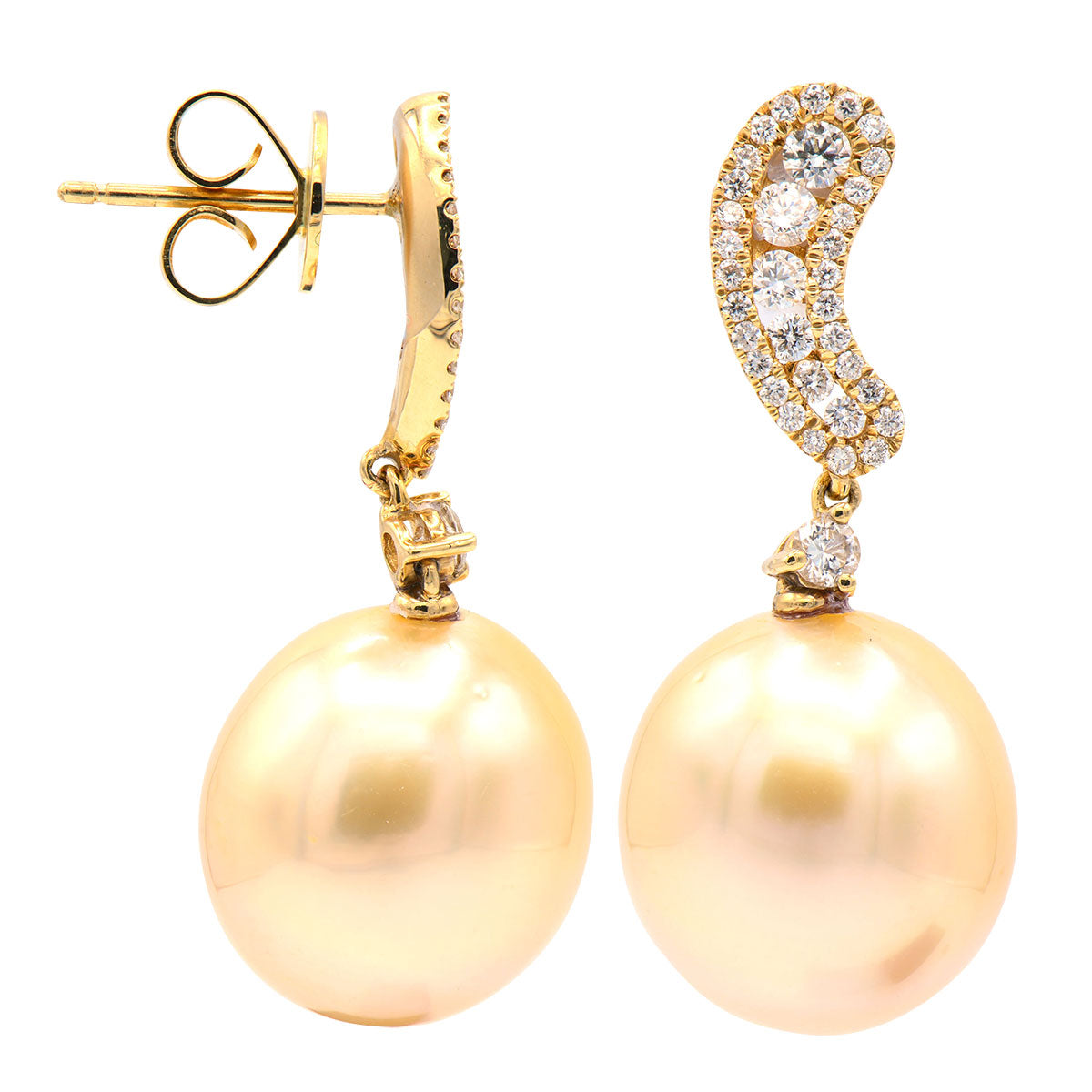 E012577Y-G - 18KY/2.7G Golden Earring 8RD-0.31CT 62RD-0.29CT 12-13mm