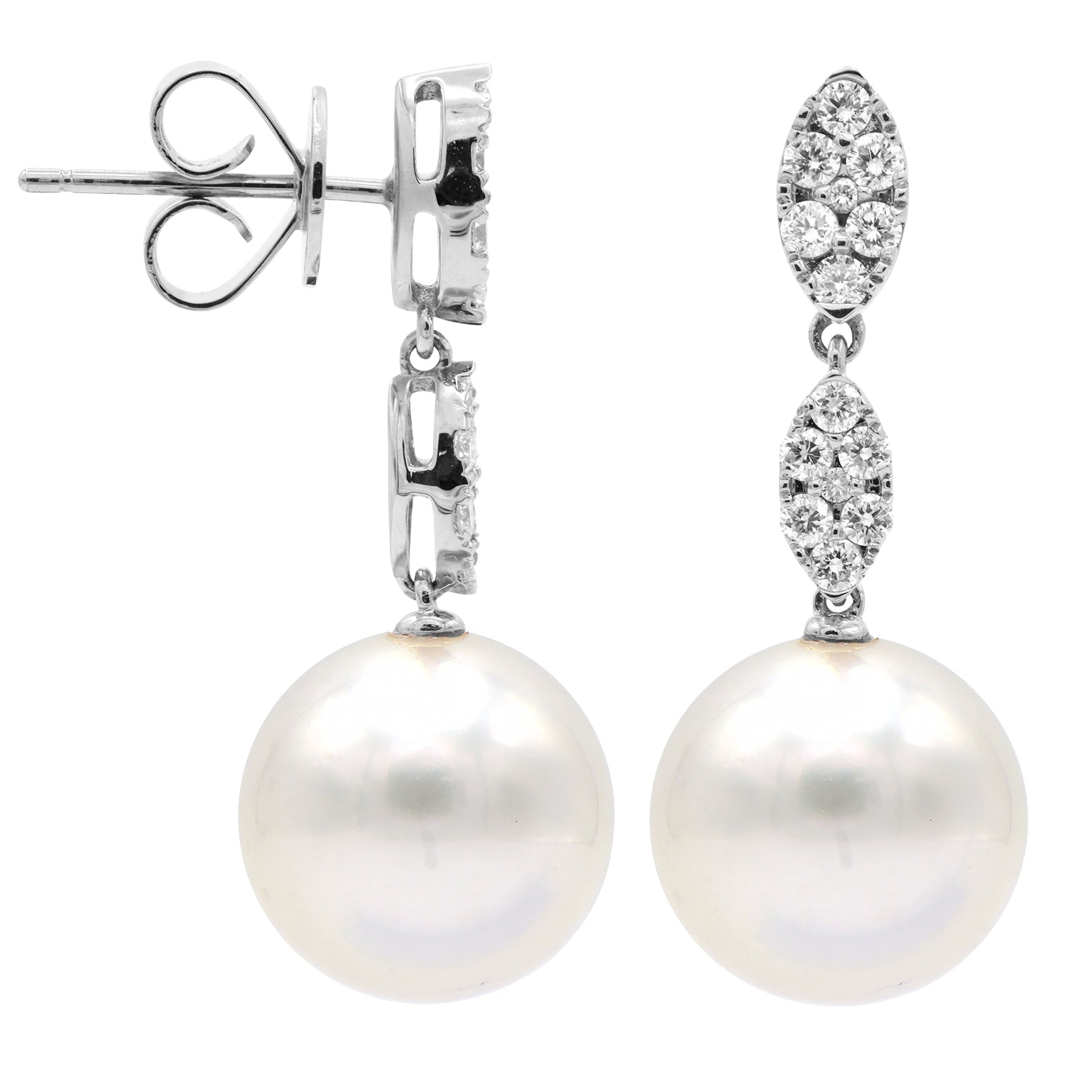 Earrings 14KW/1.2G 28RD-0.22CT W.FW 9-10mm