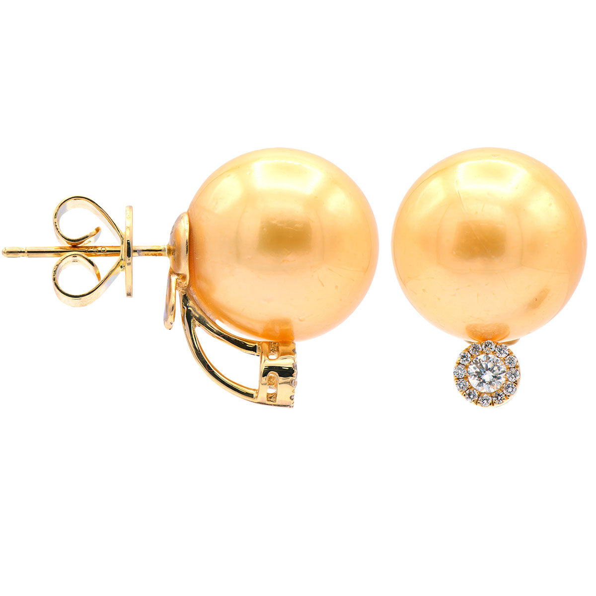 E012579Y-G - 18KY/2.2G Golden Earring 2RD-0.12CT 24RD-0.06CT 12-13mm