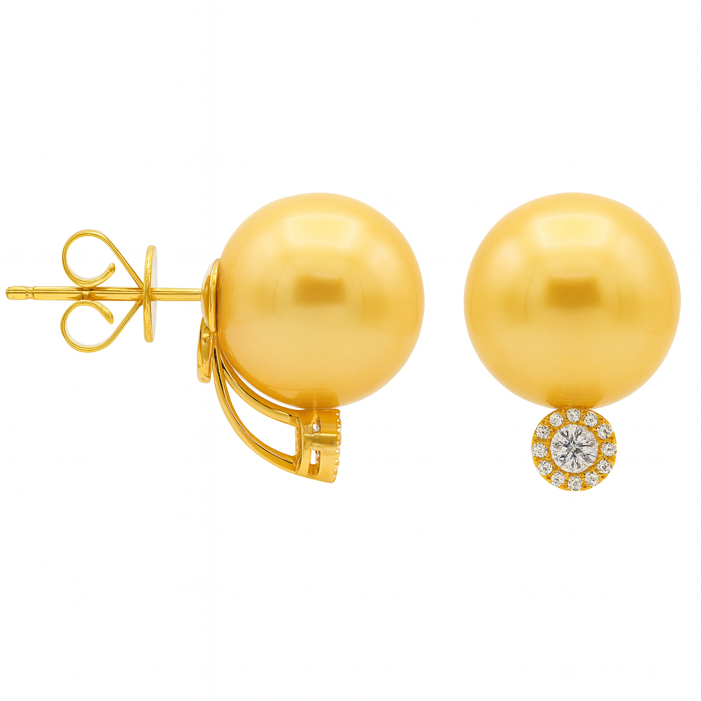 18K Yellow Gold Golden Earring, 12-13mm, 0.18ct
