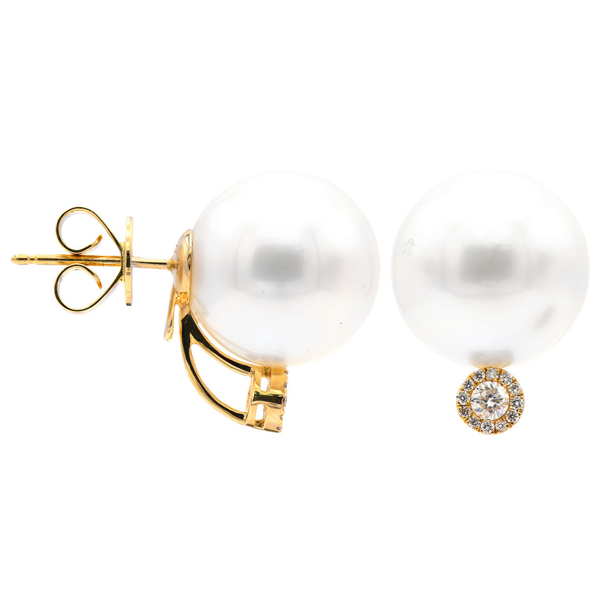E012579Y - 18KY/2.2G S.Sea Earring 2RD-0.12CT 24RD-0.06CT 12-13mm