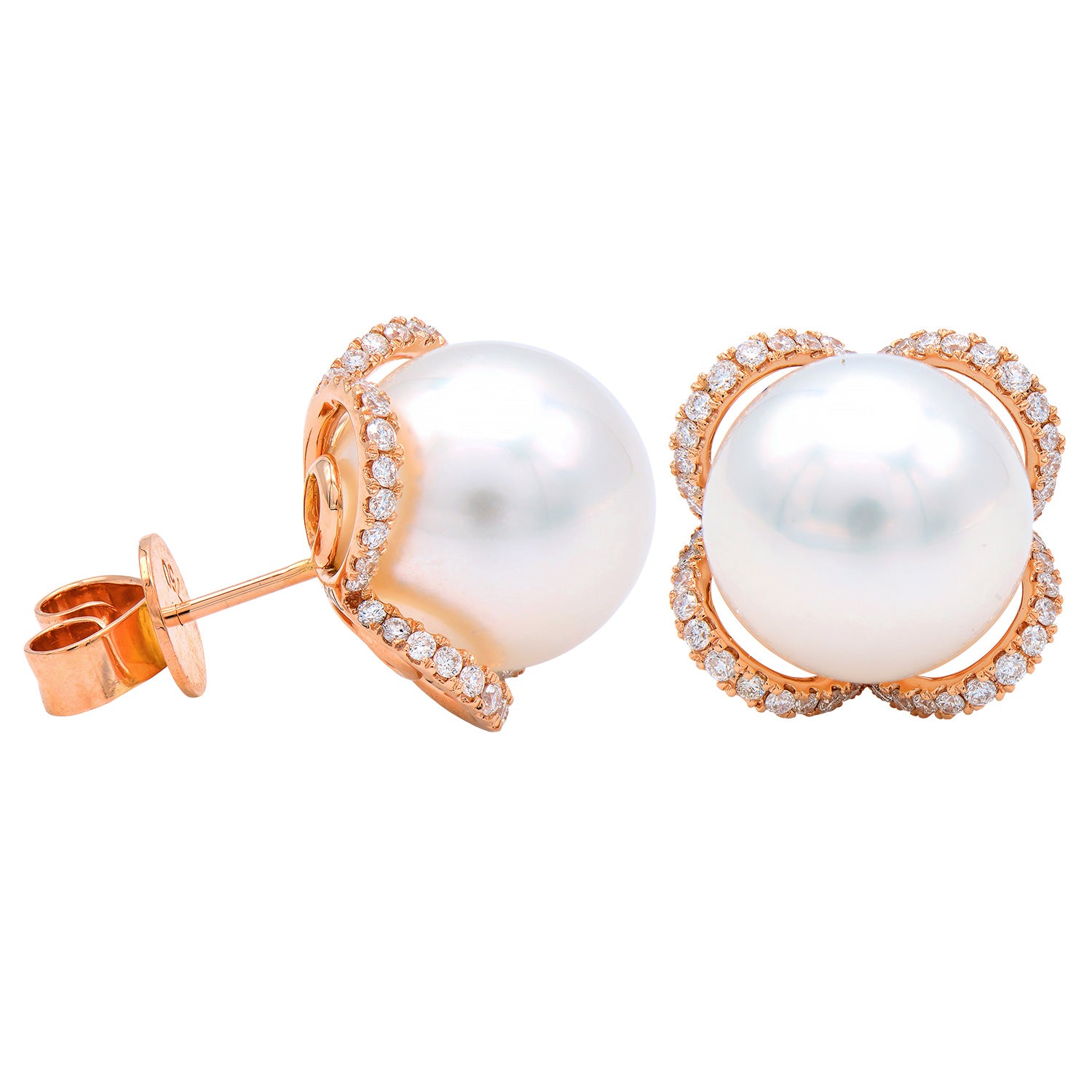 18KR/3.3G S.Sea Earring 88RD-0.43CT 11-12mm