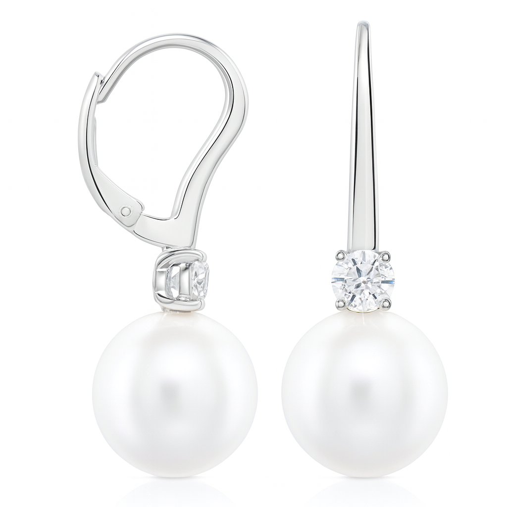 E012583-F - Earrings 18KW/2.3G 4RD-0.17CT W.FW 12-13mm