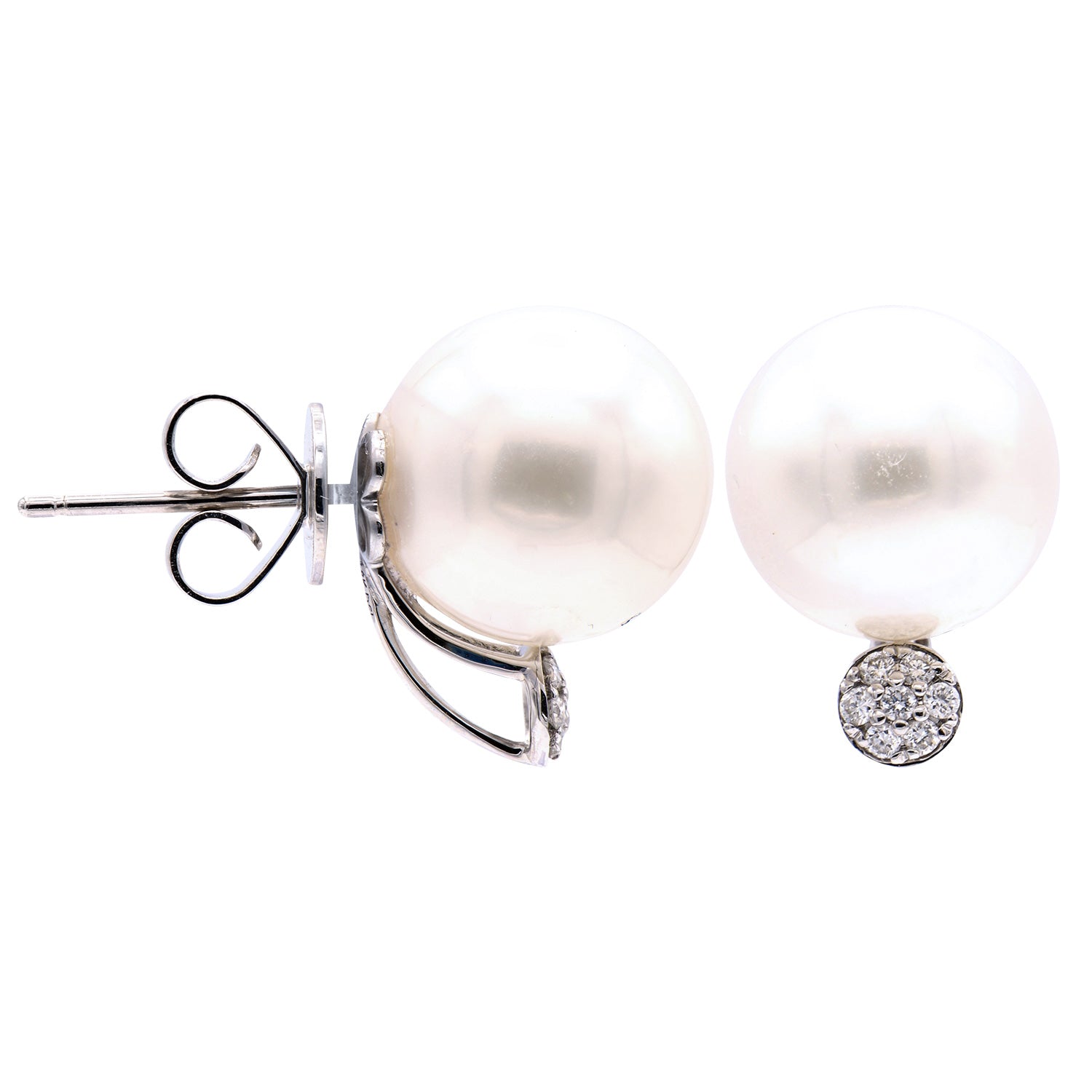 E012584 - 18KW/1.7G S.Sea Earring 14RD-0.10CT 11-12mm