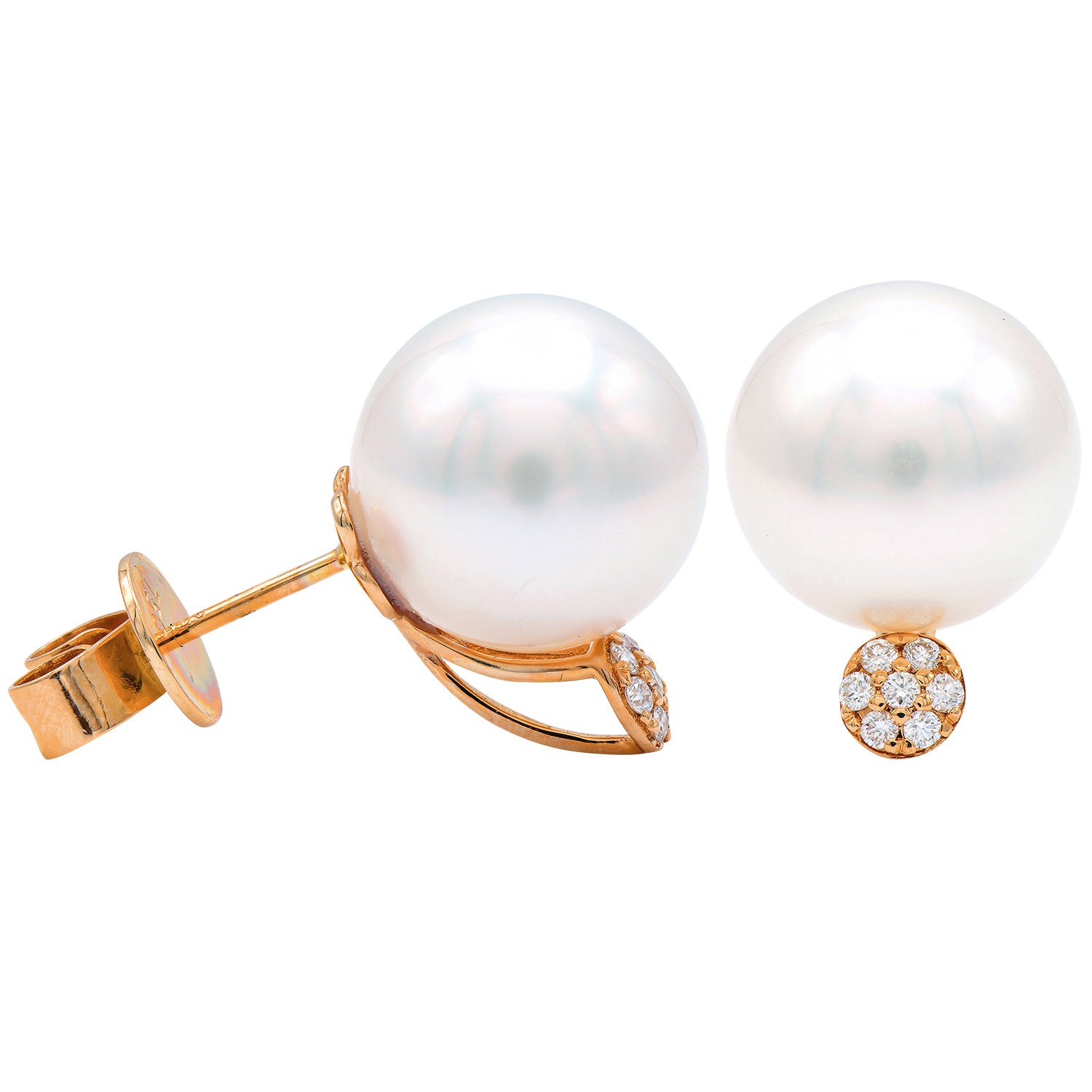 E012584R - 18KR/1.7G S.Sea Earring 14RD-0.10CT 11-12mm