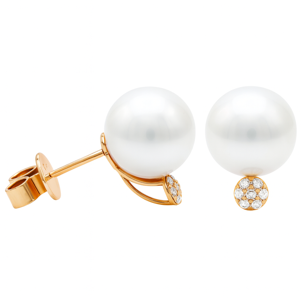 18K Rose Gold Diamond Earrings, 0.1ct