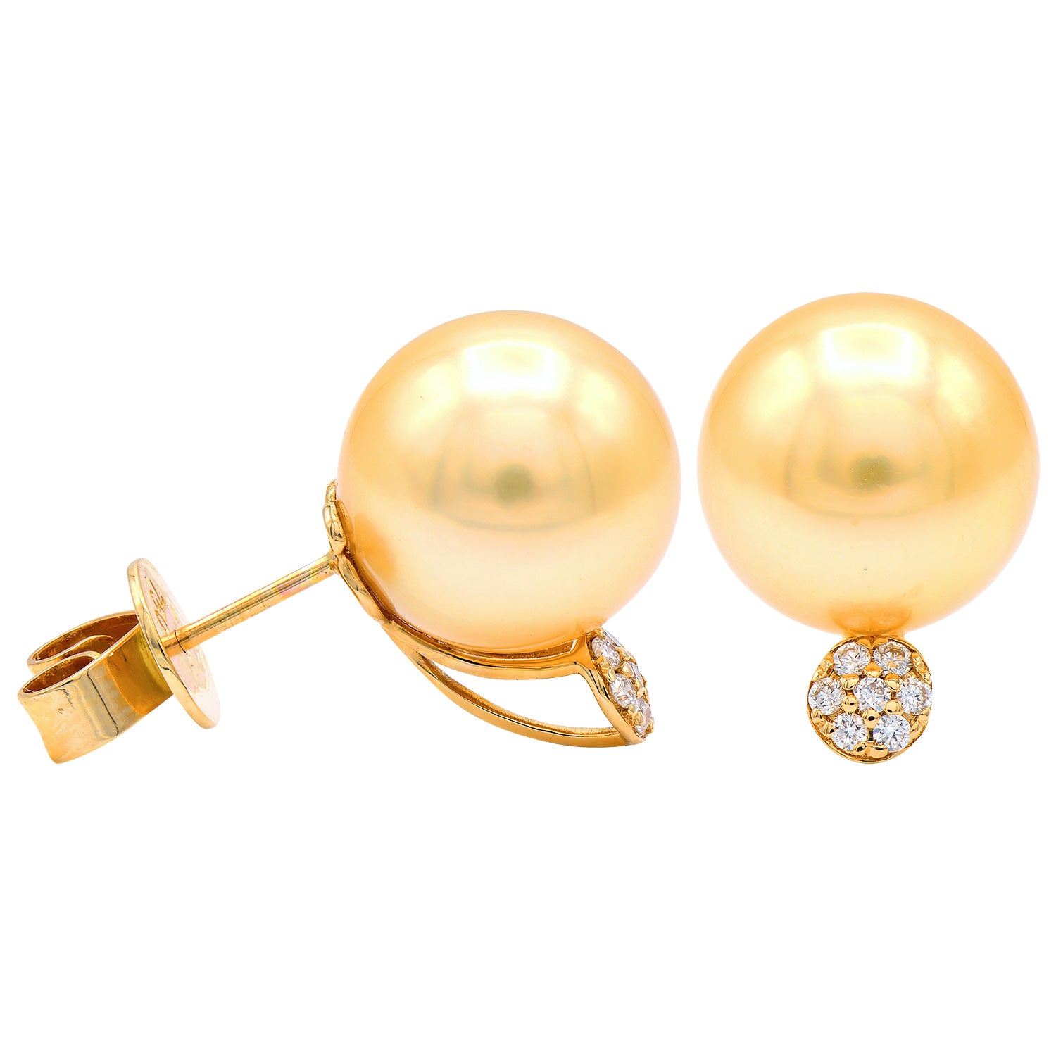 E012584Y-G - 18KY/1.7G Golden Earring 14RD-0.10CT 11-12mm