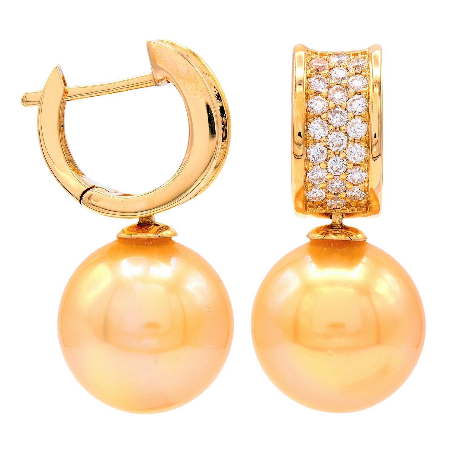 E012585Y-G - Earrings 18KY/4.1G 44RD-0.44CT Golden  11-12mm