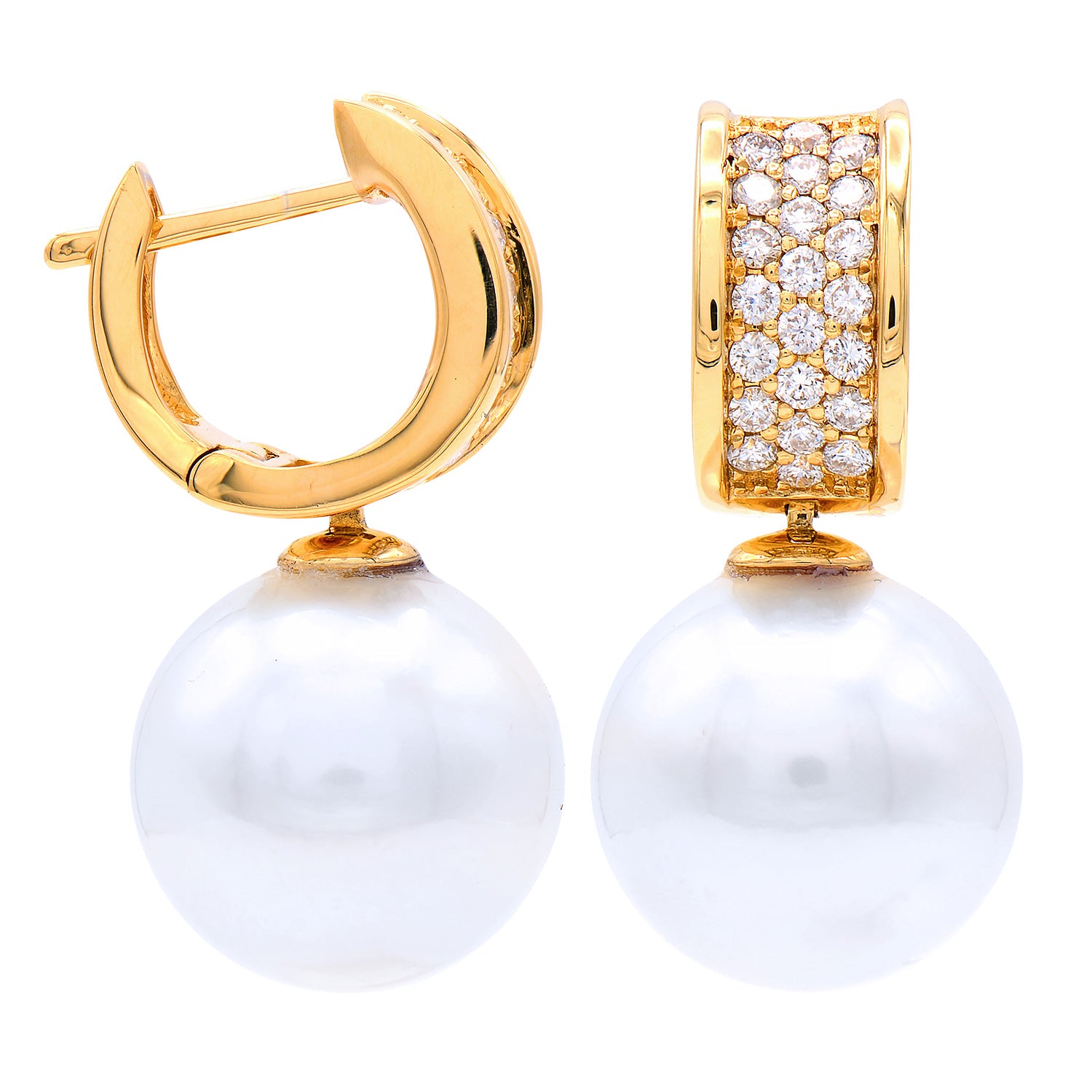 E012585Y-F - Earrings 18KY/3.9G 44RD-0.40CT W.FW 11-12mm