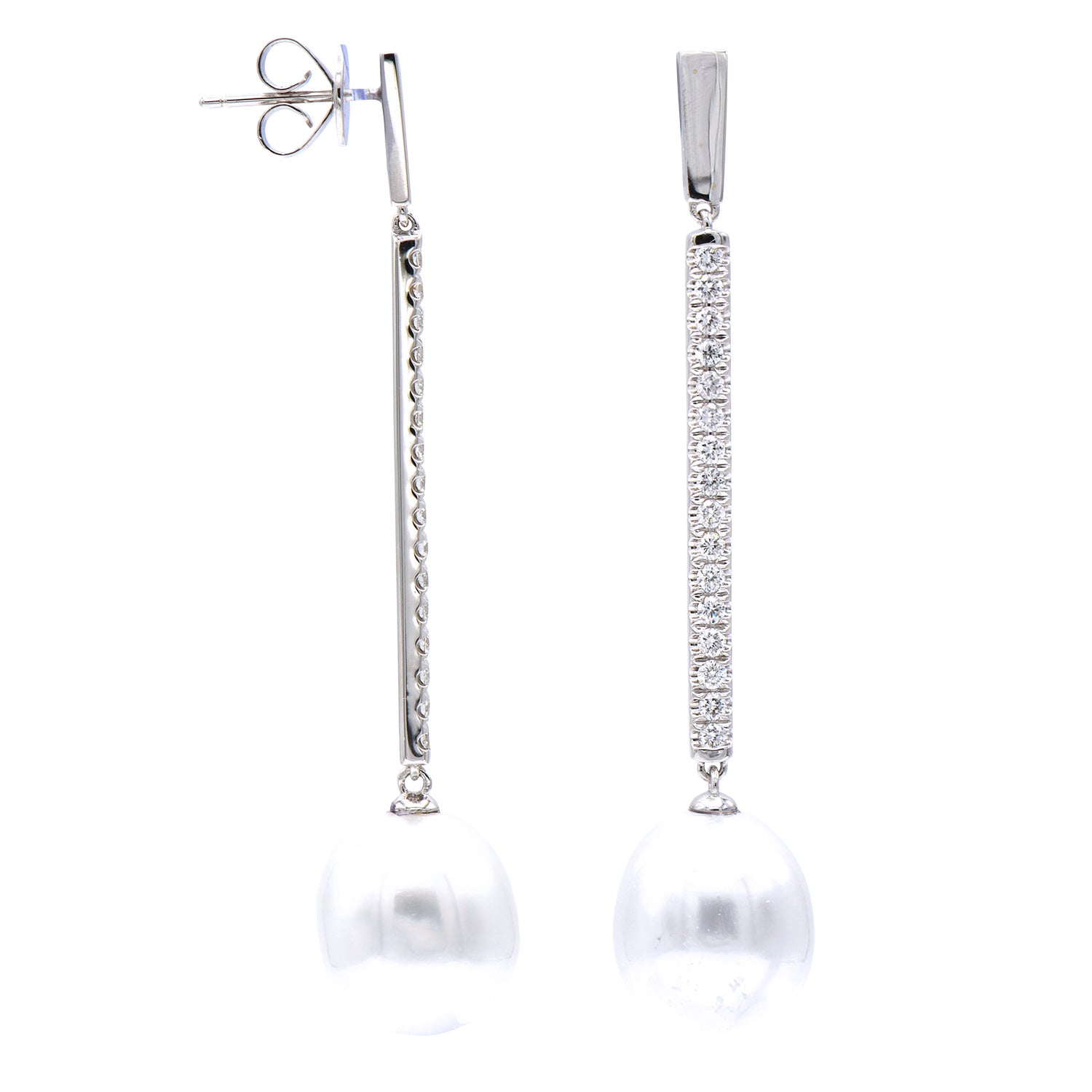 E012586 - 18KW/4.8G S.Sea Earrings 32RD-0.63CT 12-13mm