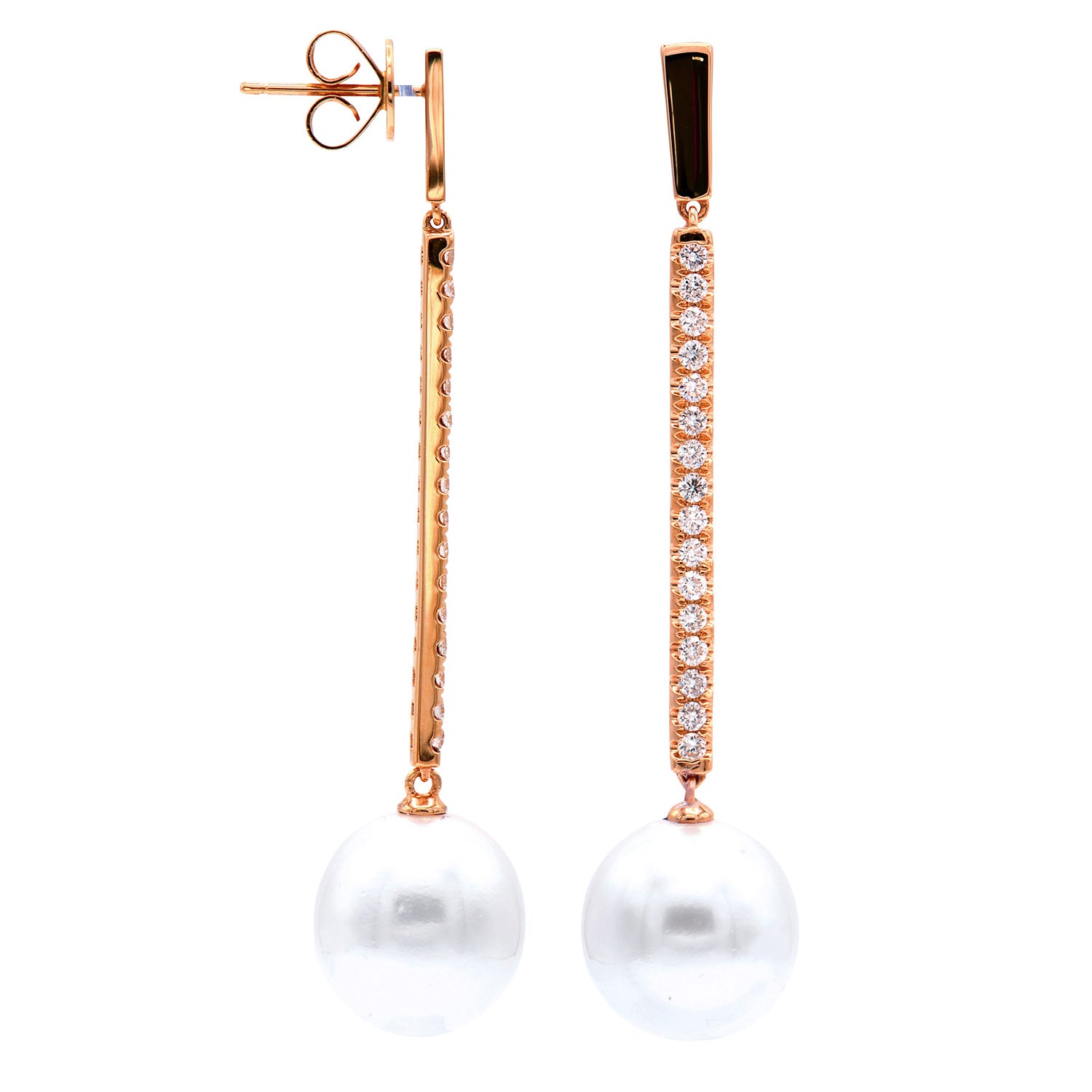 E012586R - 18KR/4.8G S.Sea Earrings 32RD-0.63CT 12-13mm