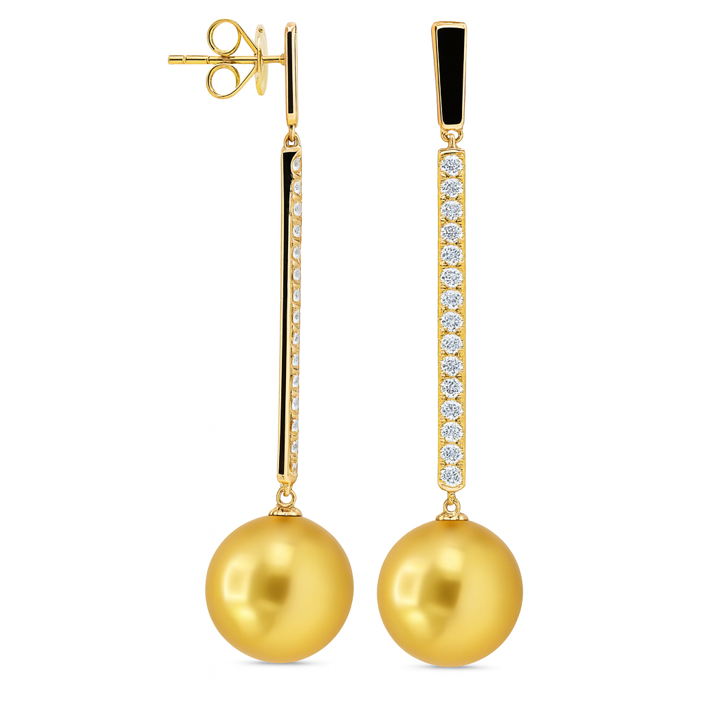 18K Yellow Gold Diamond Earrings, 12-13mm, 0.63ct