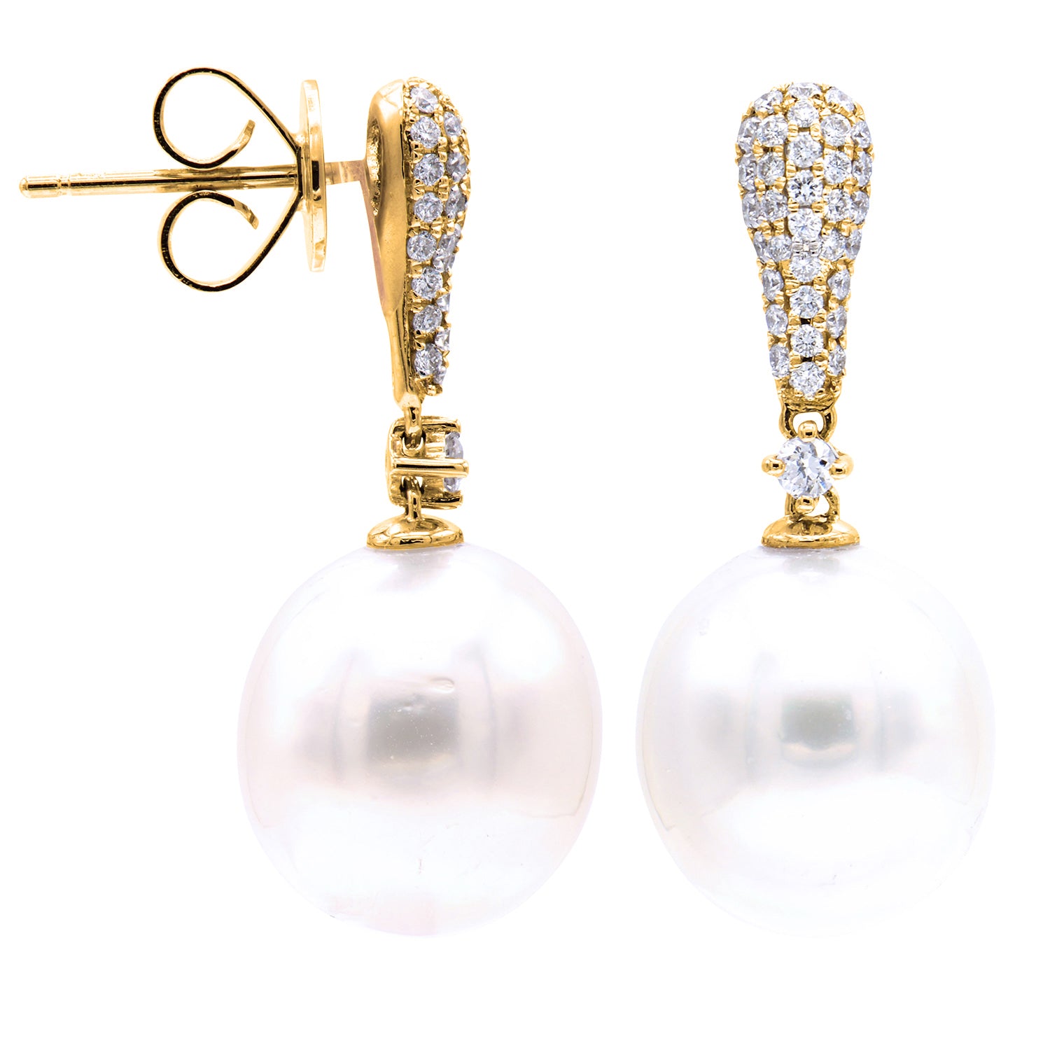 E012587Y-F - 18KY/2.2G W.FW Earrings 68RD-0.37CT  11-12mm