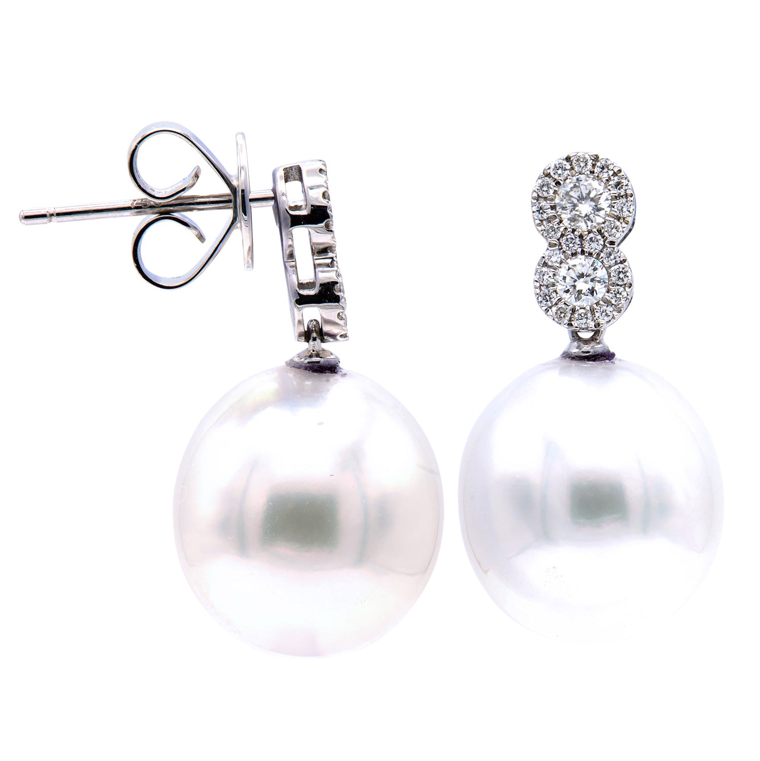 18KW/3G S.Sea Earring 4RD-0.21CT 40RD-0.11CT 12-13mm