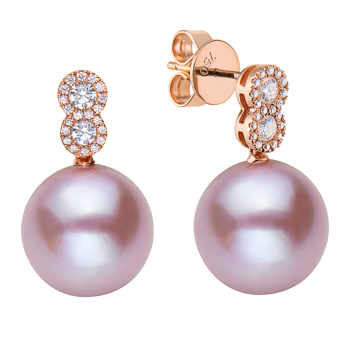 E012589R-F - 18KR/2.0G P.FW Earring 4RD-0.21CT 40RD-0.11CT 12-13mm