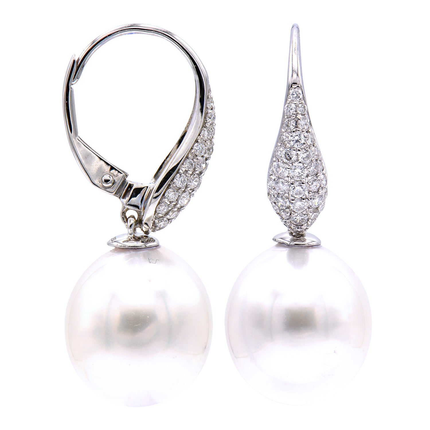 Earrings 18KW/2.0G 70RD-0.38CTS.Sea 11-12mm