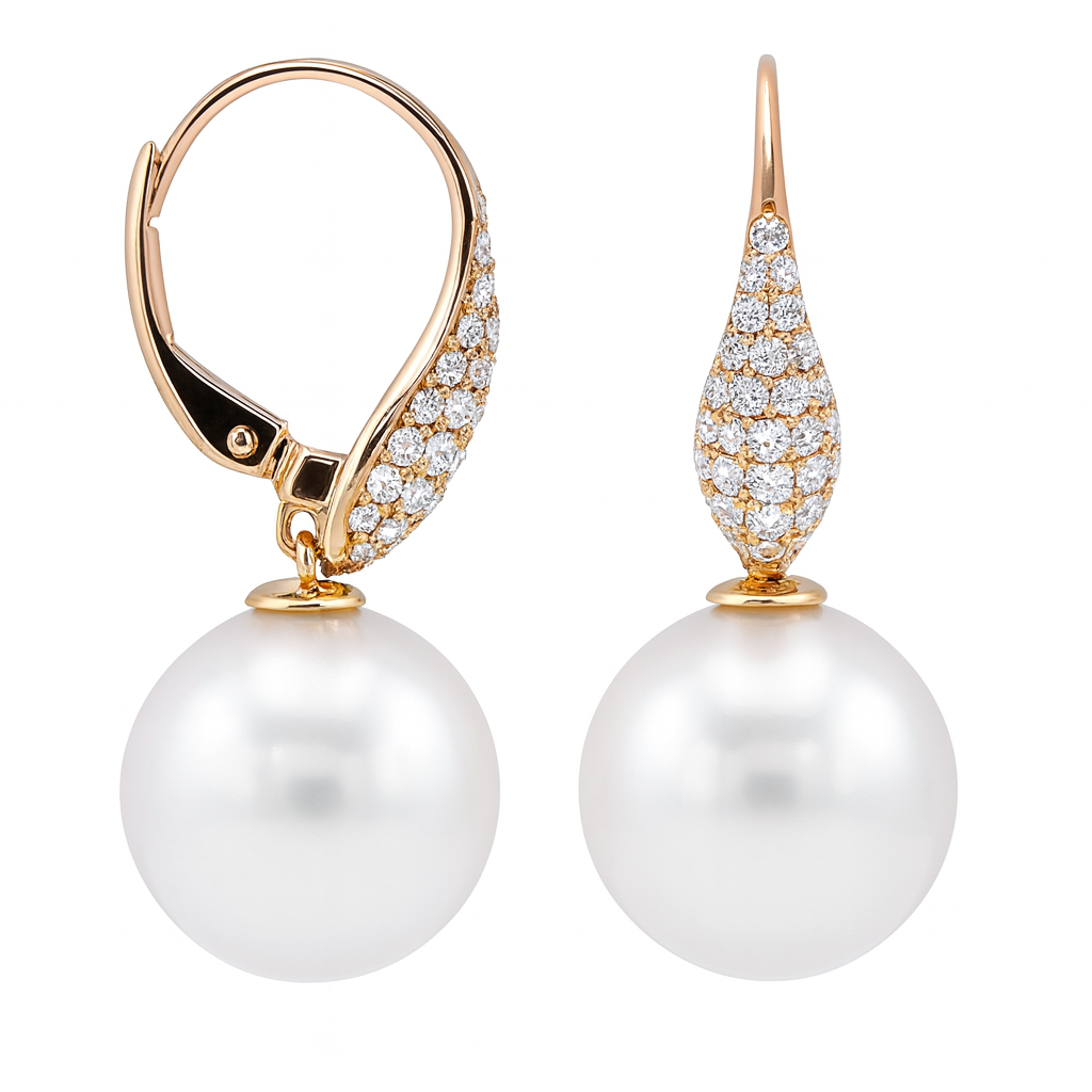 E012590R-F - Earrings 18KR/1.8G 70RD-0.40CT W.FW 11-12mm