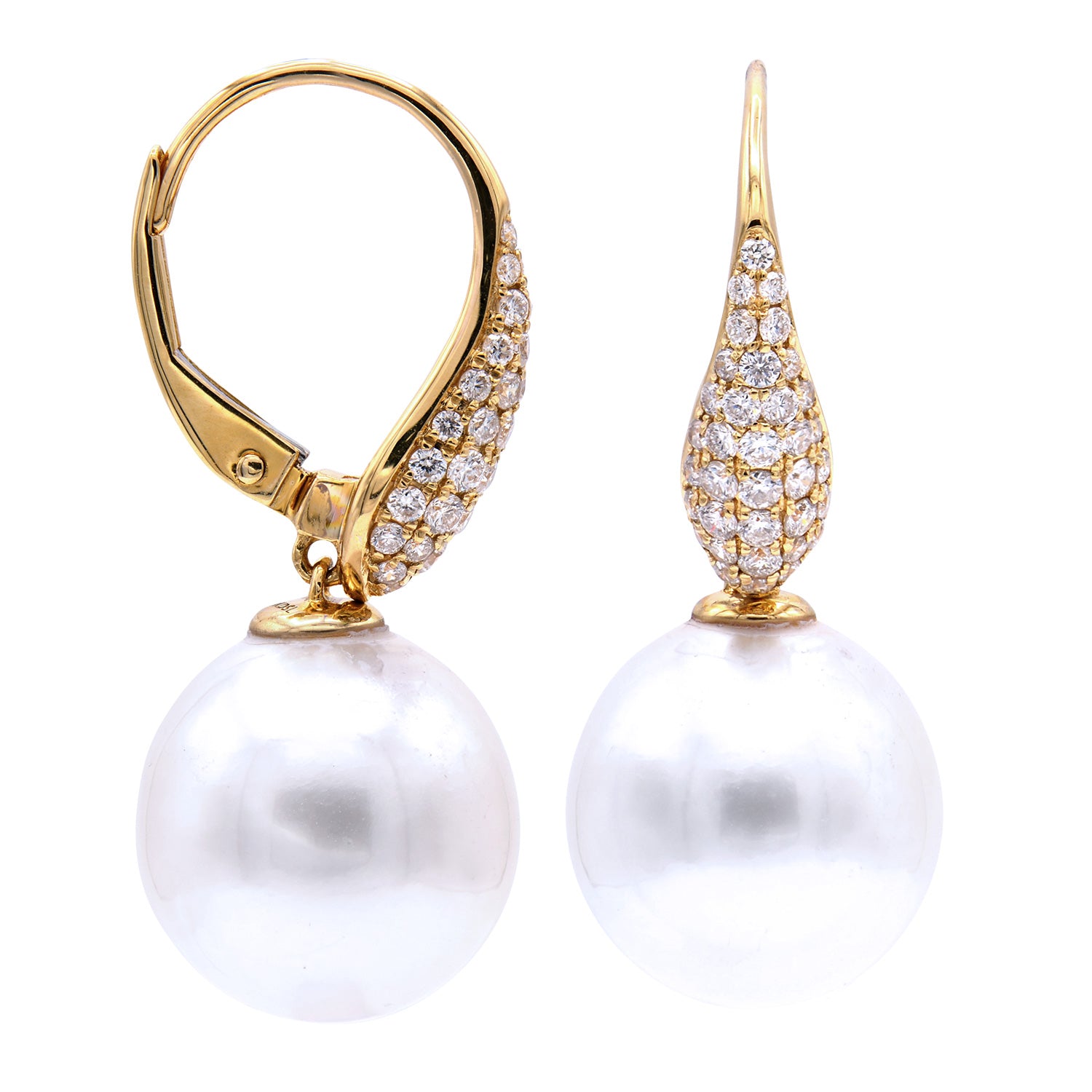 E012590Y - Earrings 18KY/1.8G 70RD-0.40CT S.Sea 11-12mm