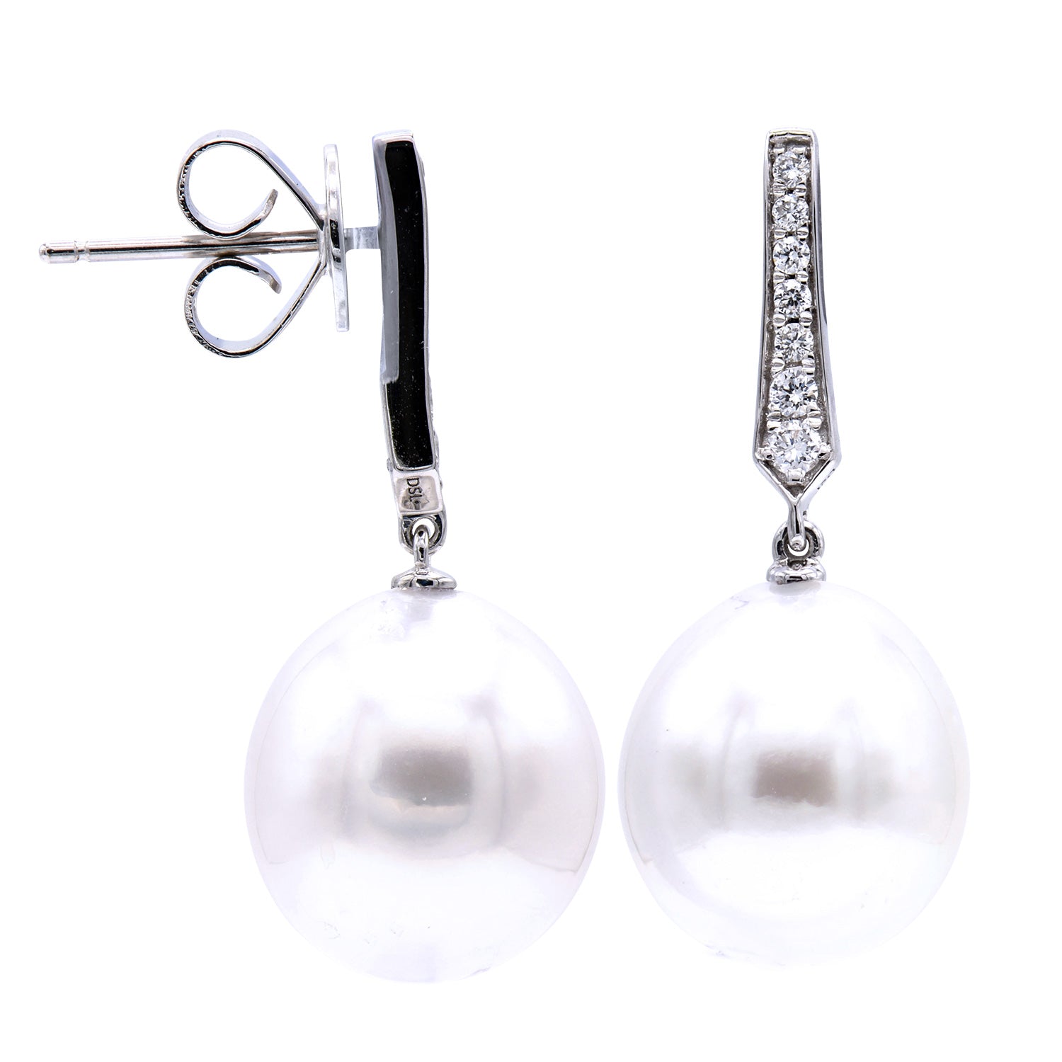 18KW/1.8G S.Sea Earring 14RD-0.16CT 11-12mm