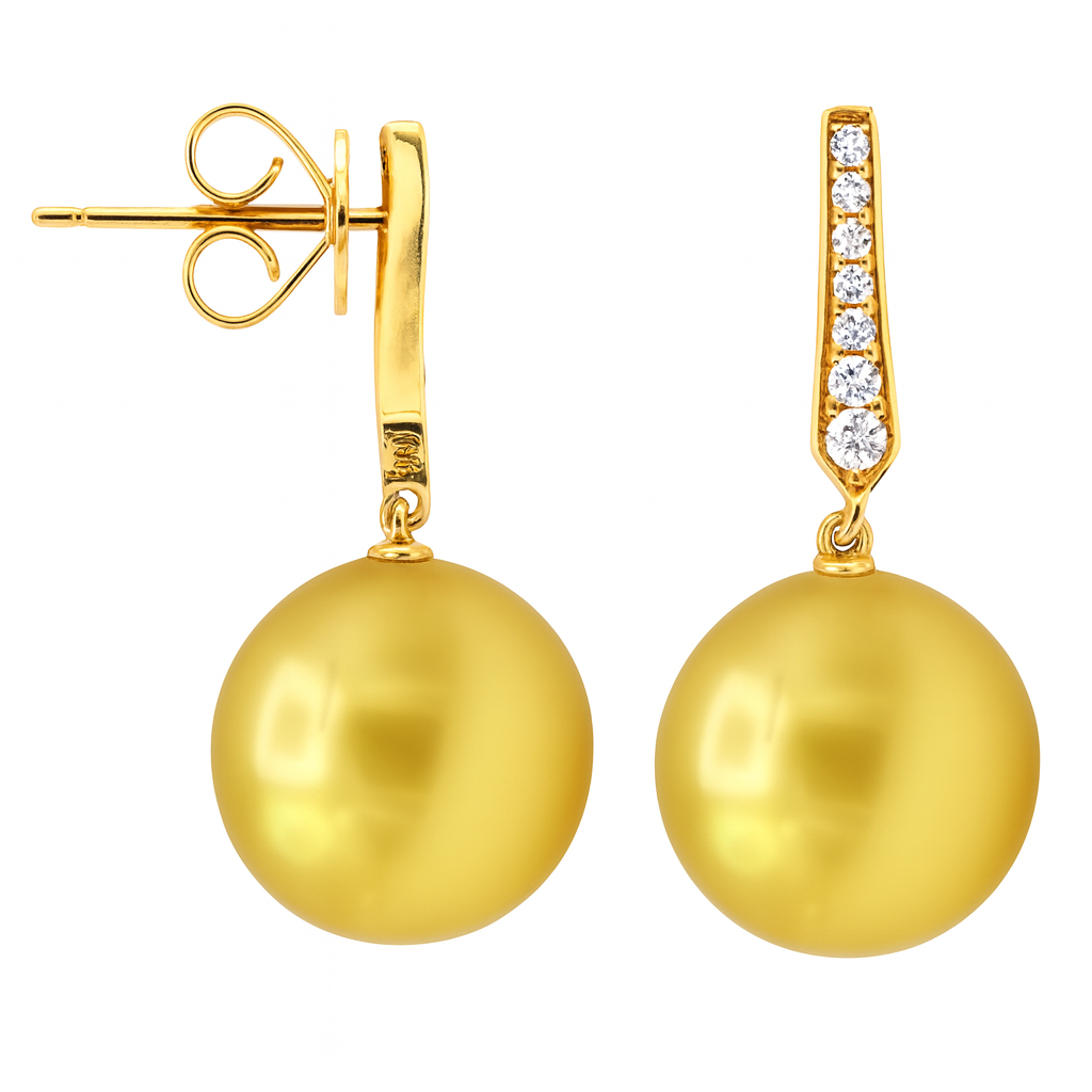 E012592Y-G - 18KY/1.8G Golden Earring 14RD-0.16CT 11-12mm