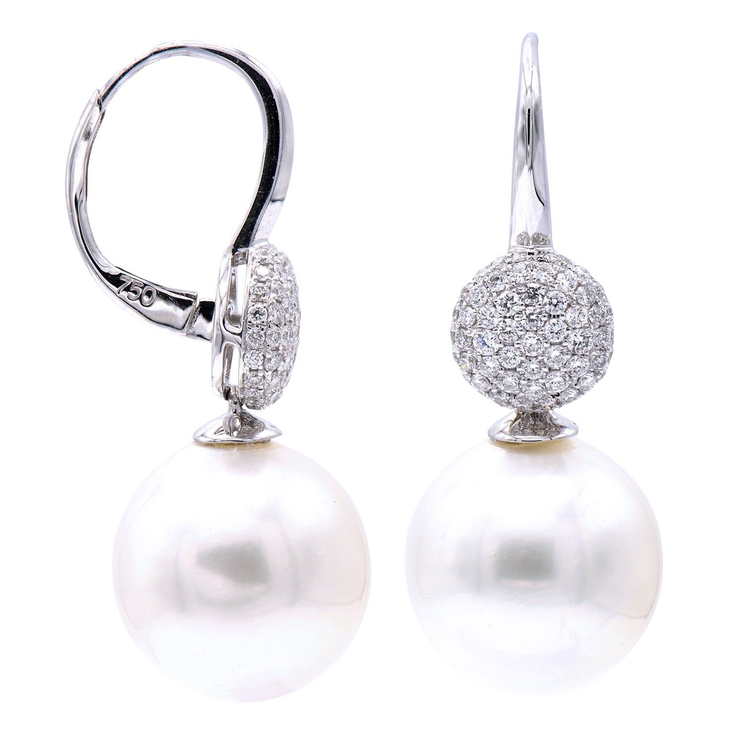 18KW/2.6G S.Sea Earring 114RD-0.47CT 12-13mm