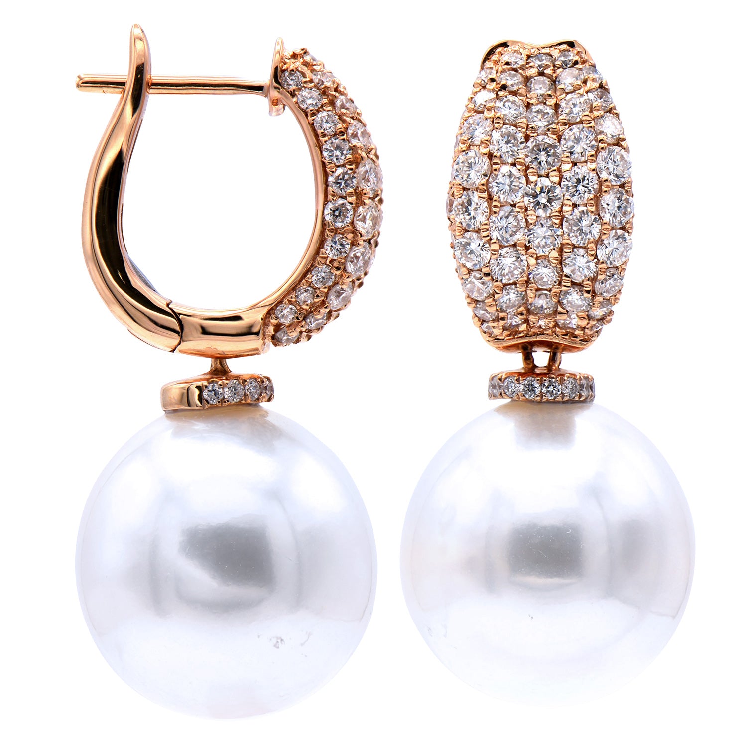 18KR/4.3G  Earring 148RD-1.12CT  S.Sea 12-13mm