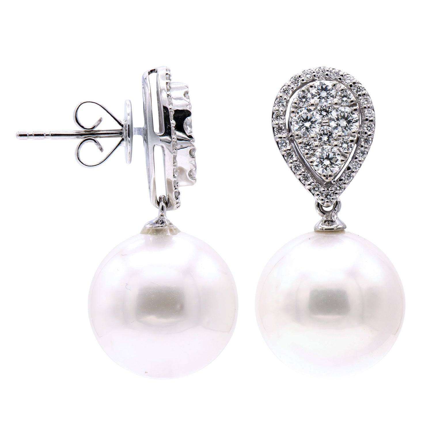 E012599 - 18KW/3.6G S.Sea Earring 8RD-0.41CT 60RD-0.40CT 12-13mm